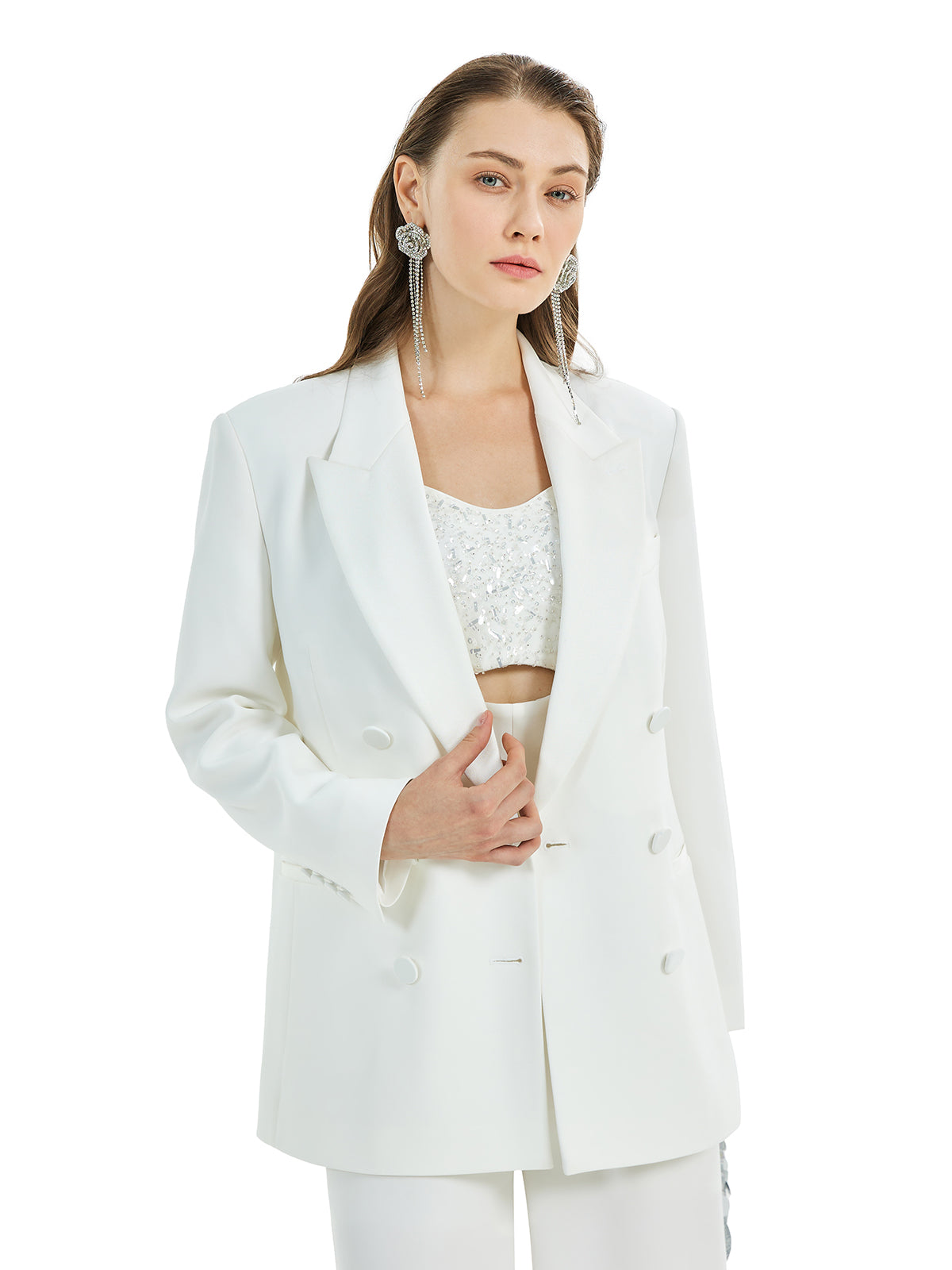 Acetate Panelled Satin Avant-garde Suit Jacket