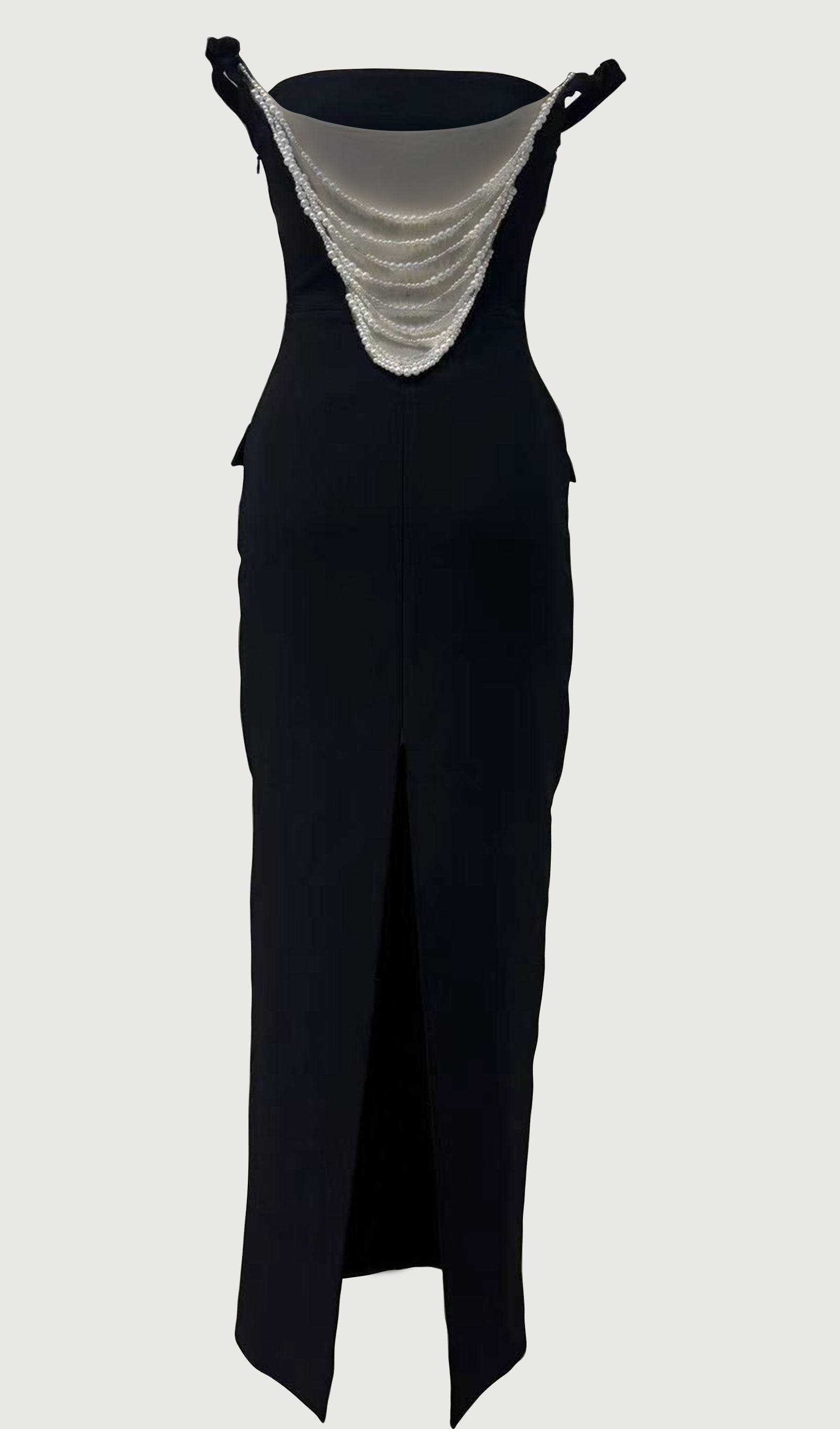 Schulterfreies, rückenfreies Midikleid 