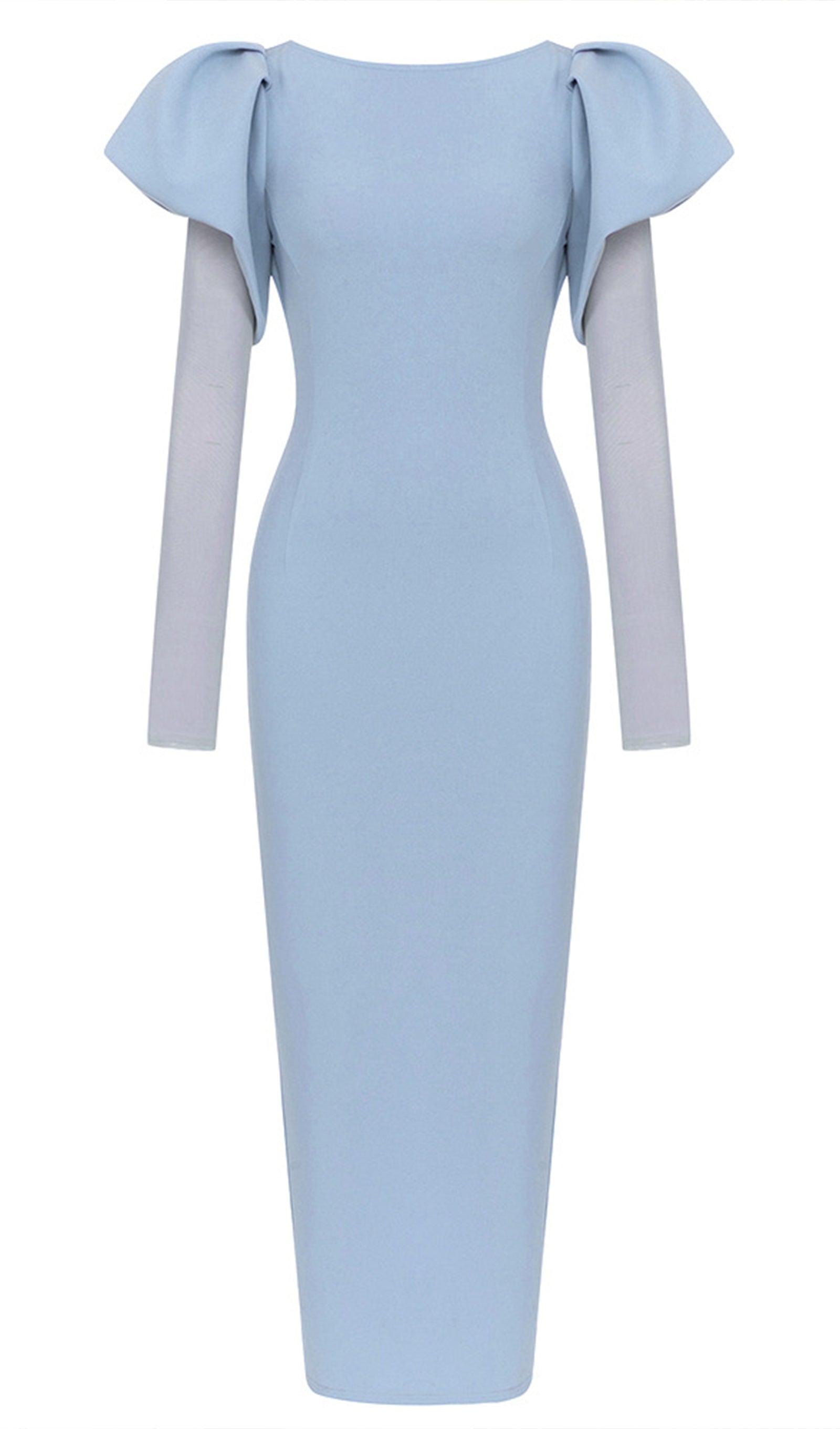 Puffy Sleeve Slim Fit Midi Dress