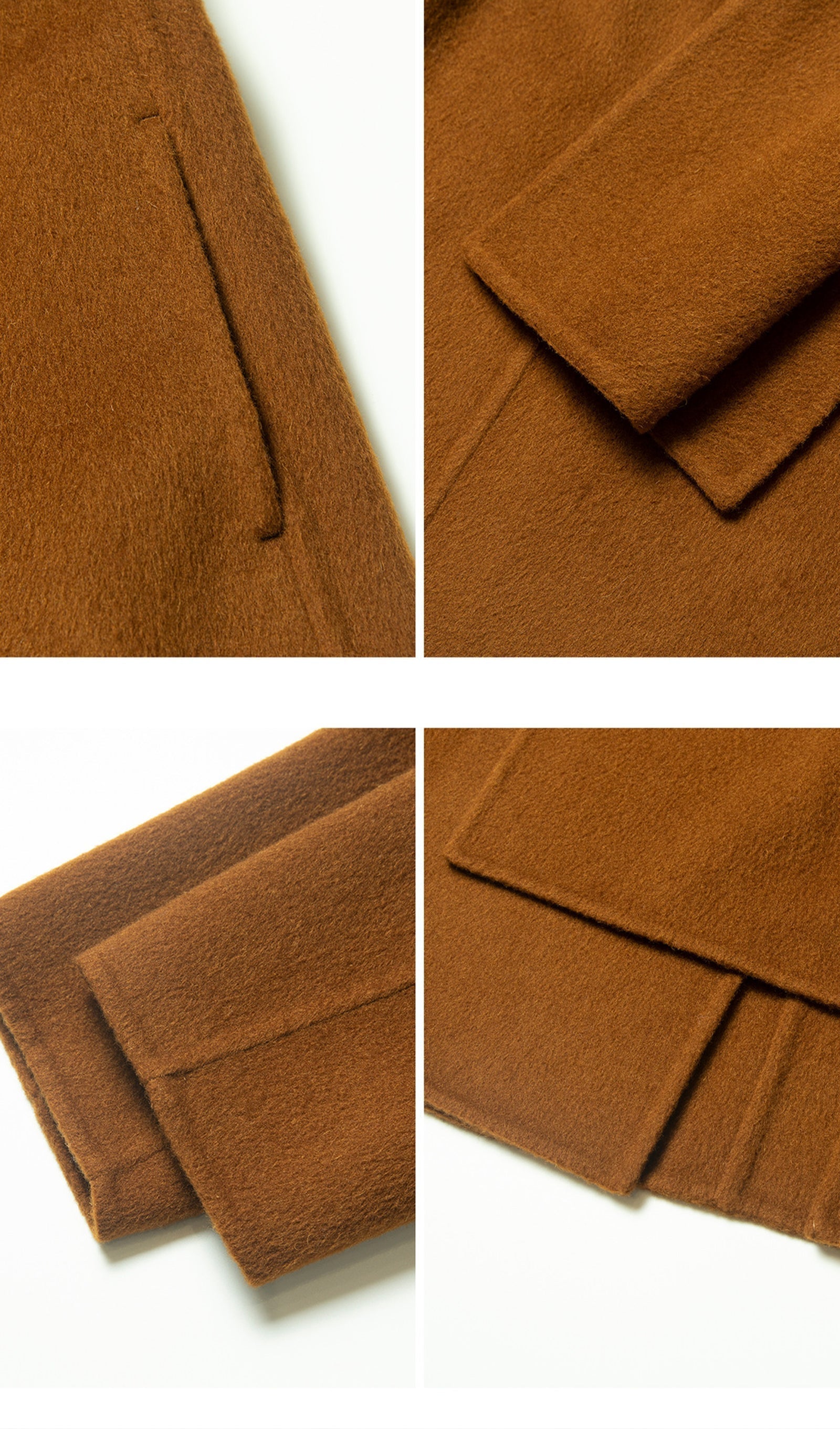 Unifarbener Cape-Mantel aus 100 % Wolle – Kastanienbraun