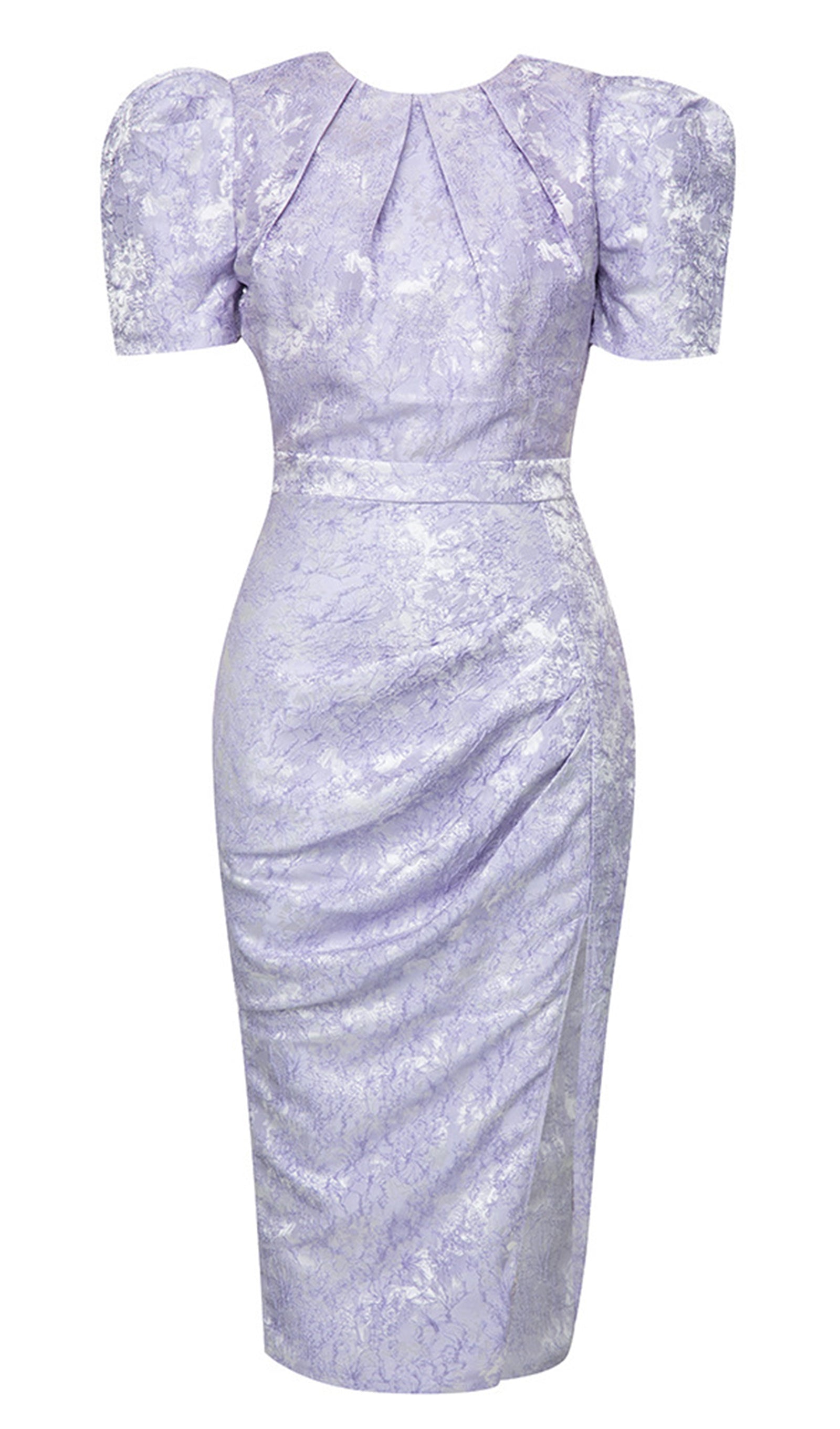 Slit Bodycon Pleated Ball Gown Midi Dress