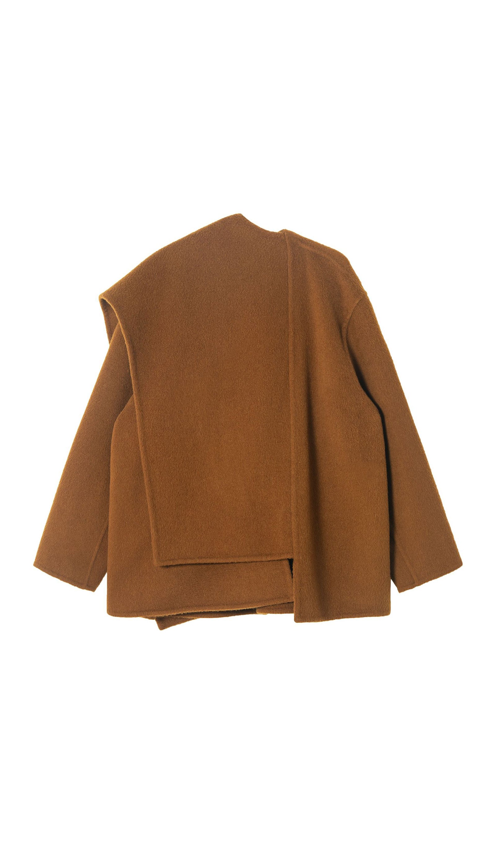 Unifarbener Cape-Mantel aus 100 % Wolle – Kastanienbraun