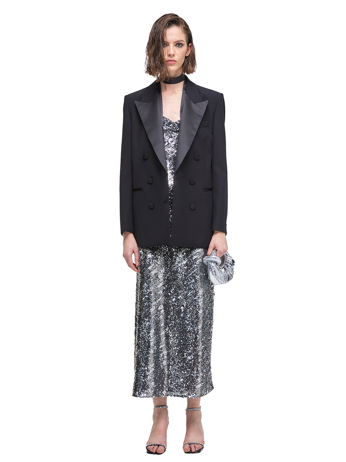 Acetate Panelled Satin Avant-garde Suit Jacket