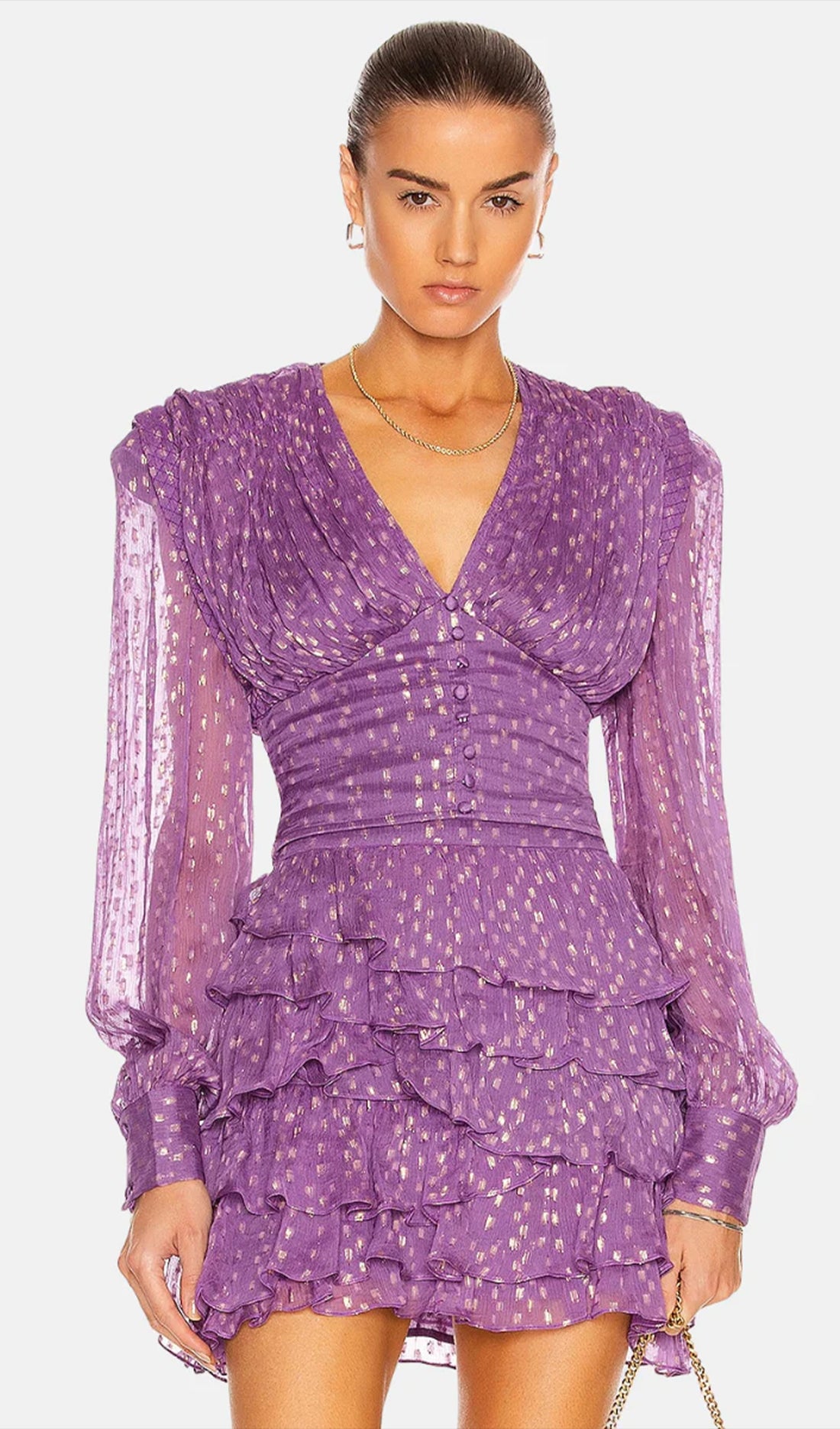 Polka Dot Fitted and Flare Mini Dress in Purple 