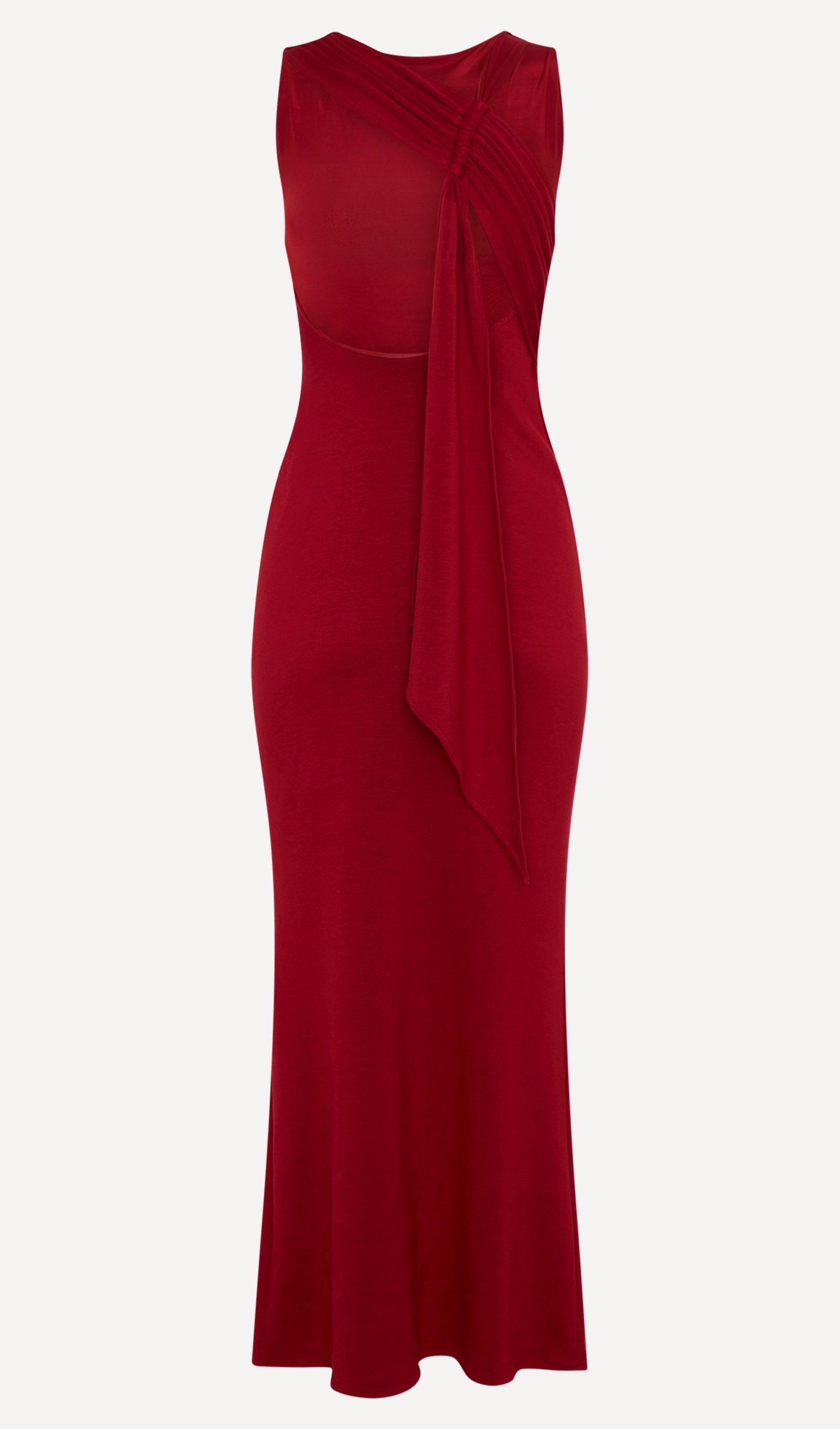 Asymmetrisches Scuba-Jersey-Maxikleid Rubin 
