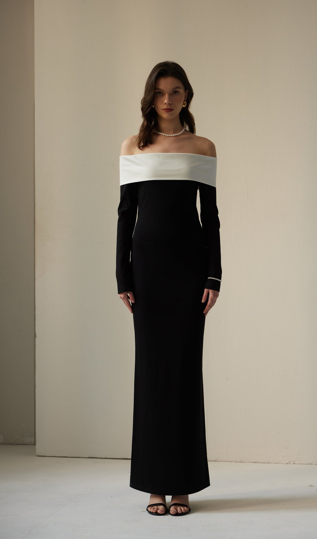 Anya Maxikleid Schwarz/Weiß 