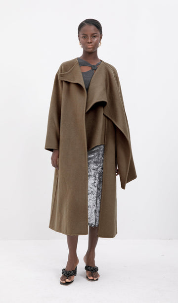 Trendy Oversized Pelerin Stili Kaban-Kahve