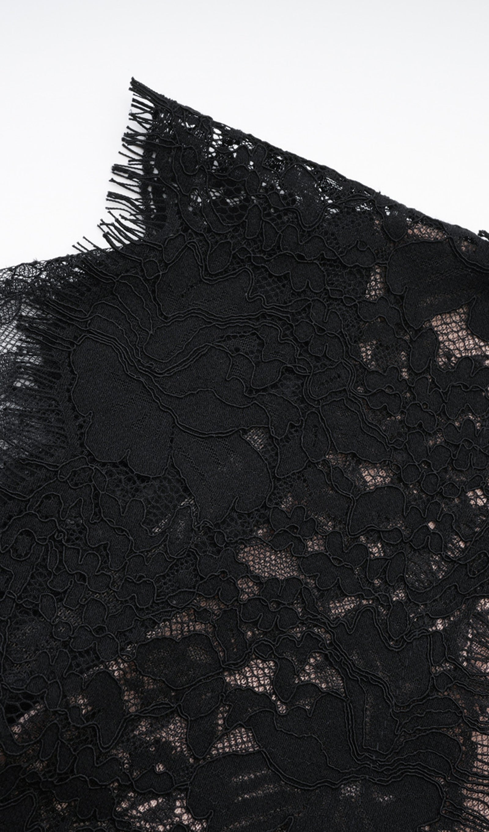 Long Sleeve Lace Fitted and Flare Midi Dress Black