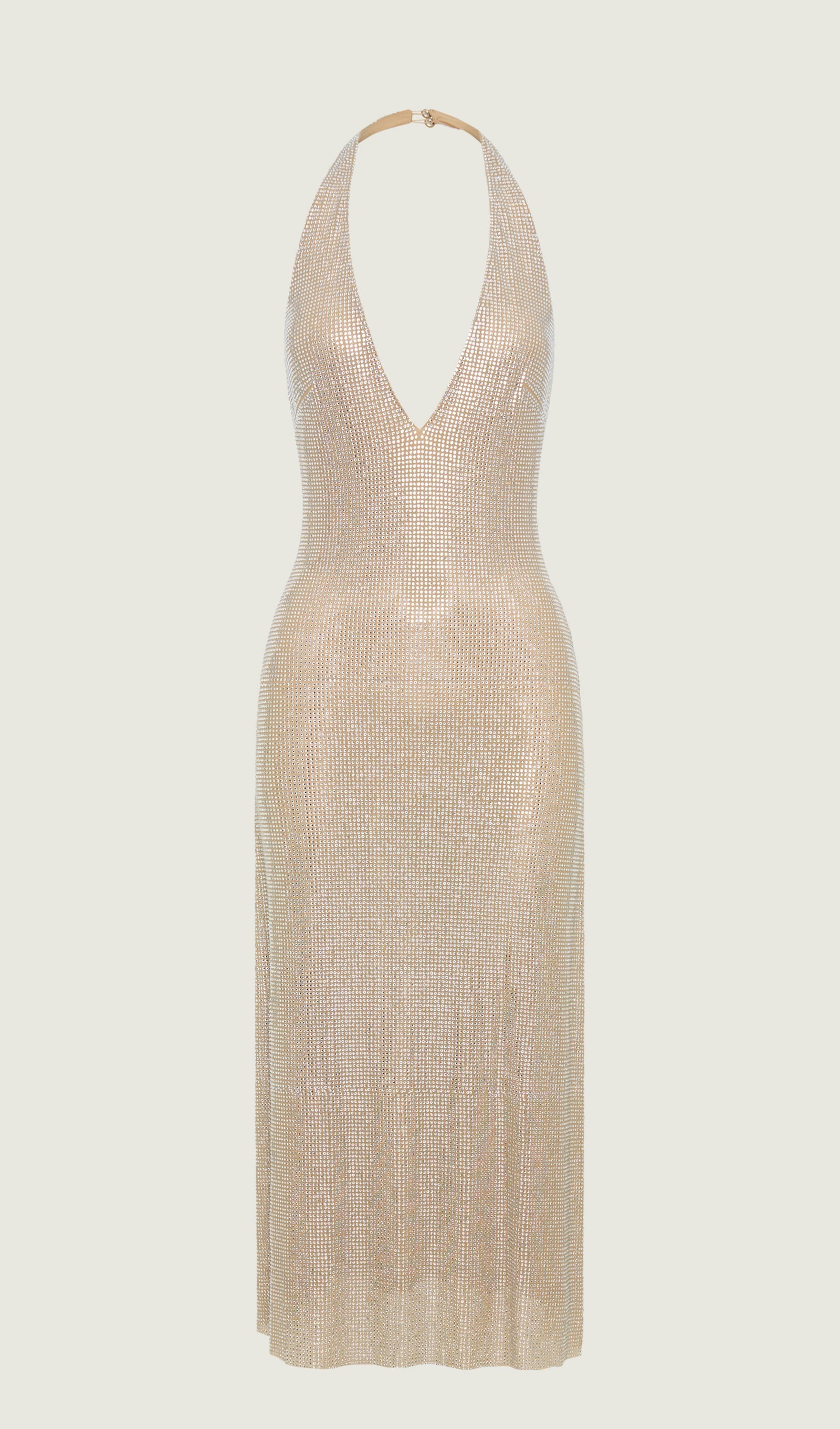 Strassbesetztes Neckholder-Midikleid