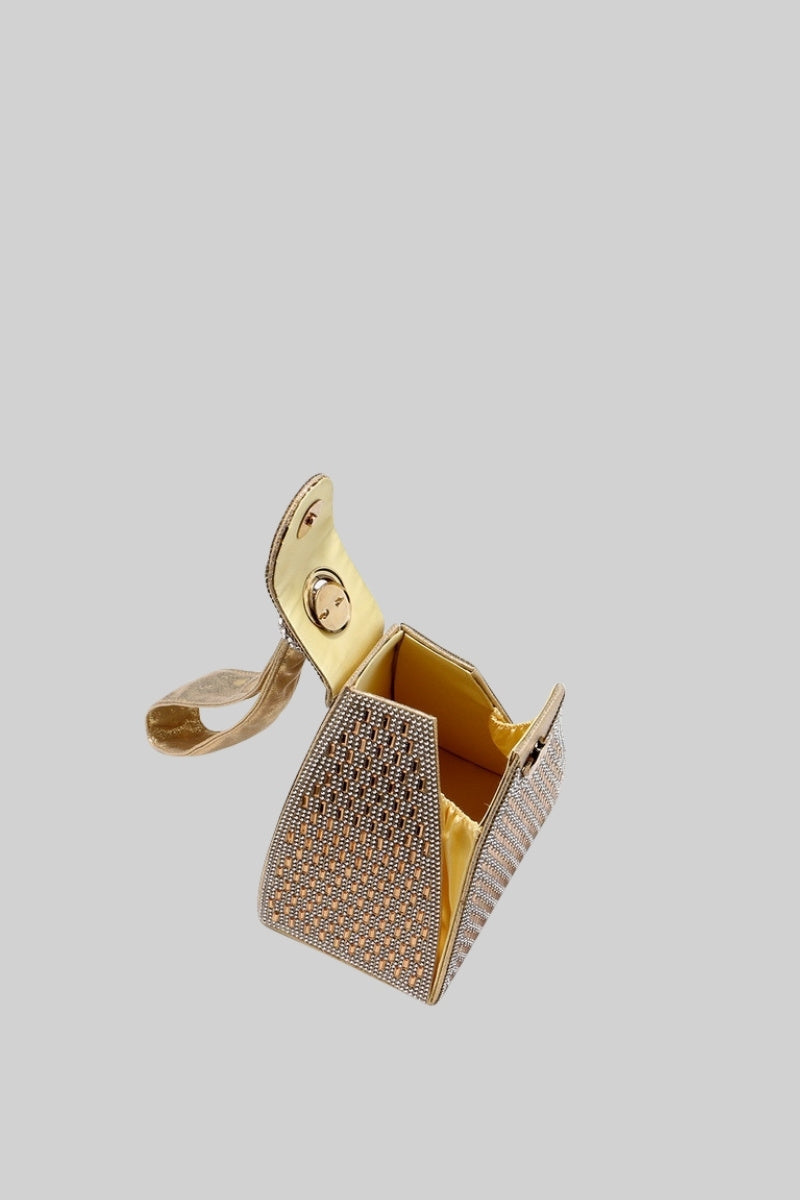 Dreieckige Metalltasche mit goldenen Steinen - Gold