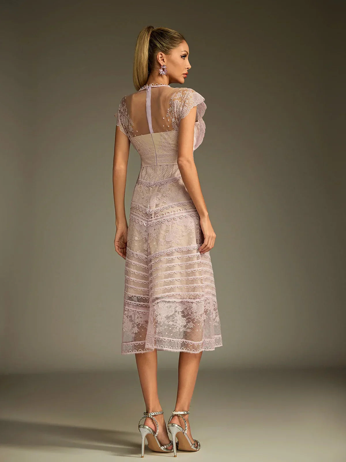 Eclat Lace Illusion Midi Dress 