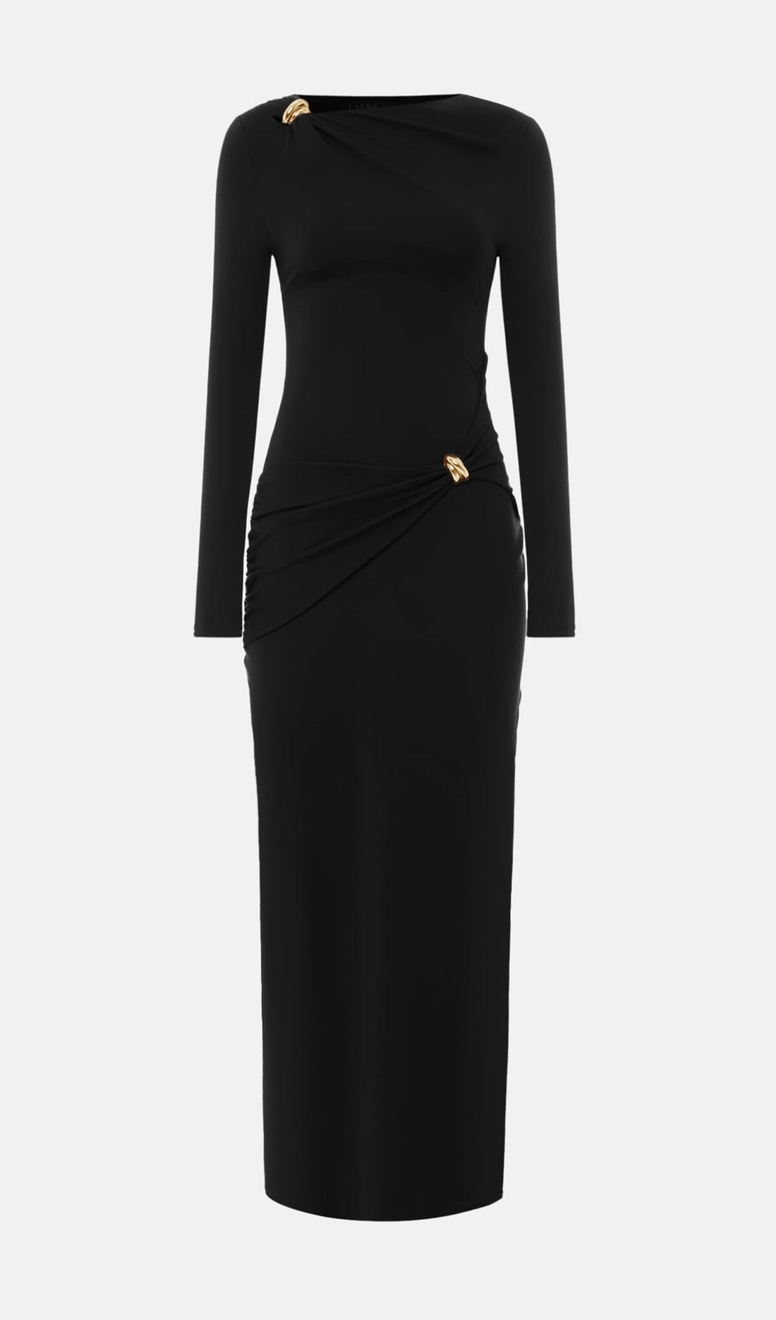 Verführerisches, figurbetontes Maxikleid aus Jersey – Schwarz 
