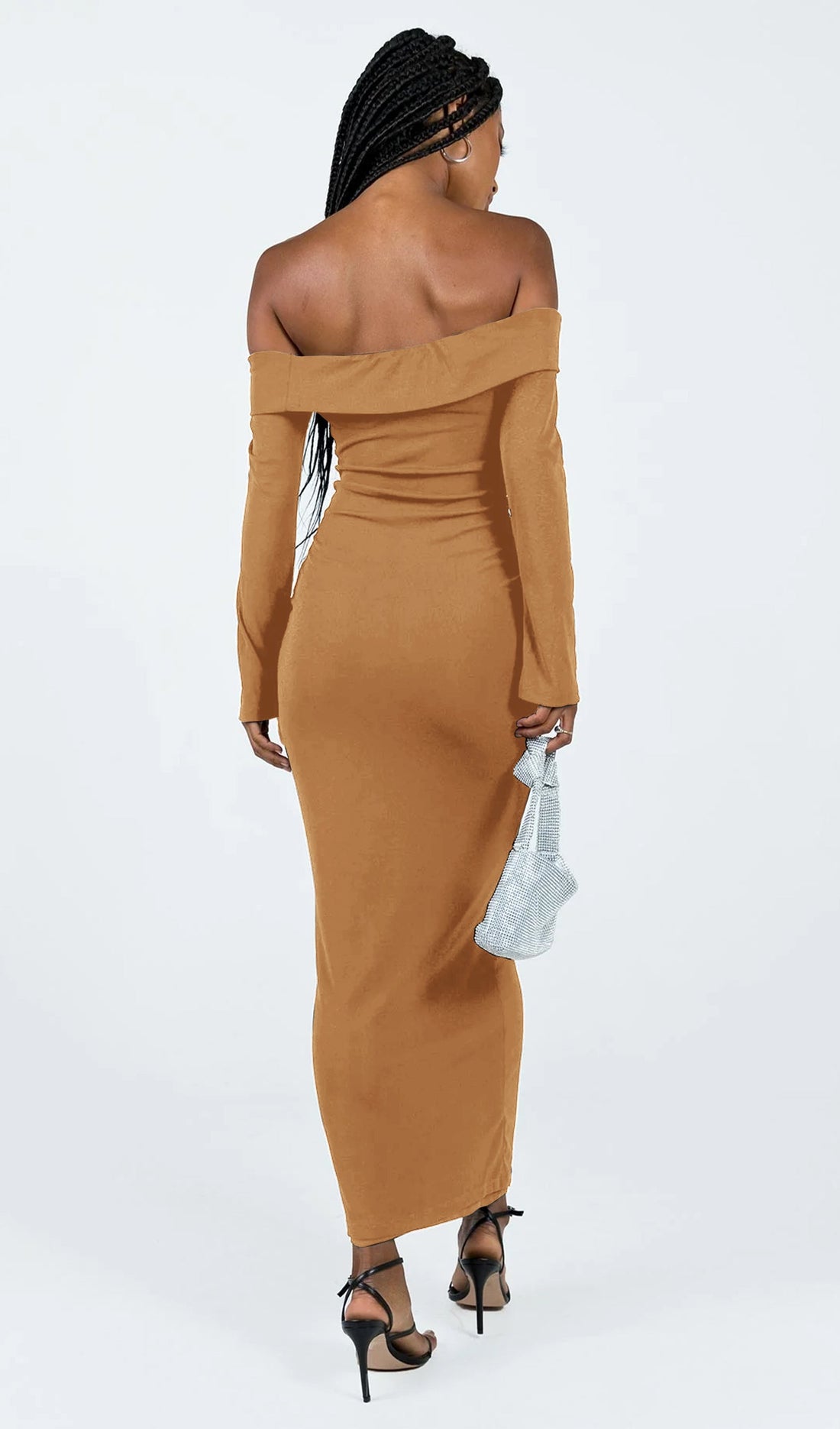 Maida Maxikleid mit umgeschlagenem Kragen, Kamel 