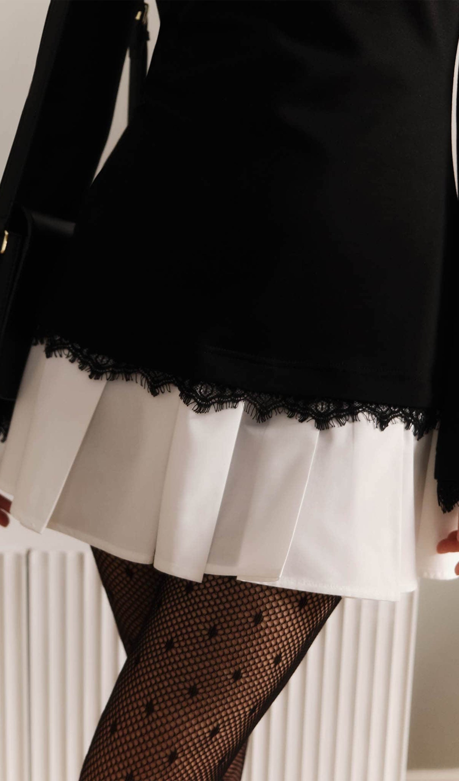 Hemdblusen-Minikleid mit Imitationsspitzenbesatz 