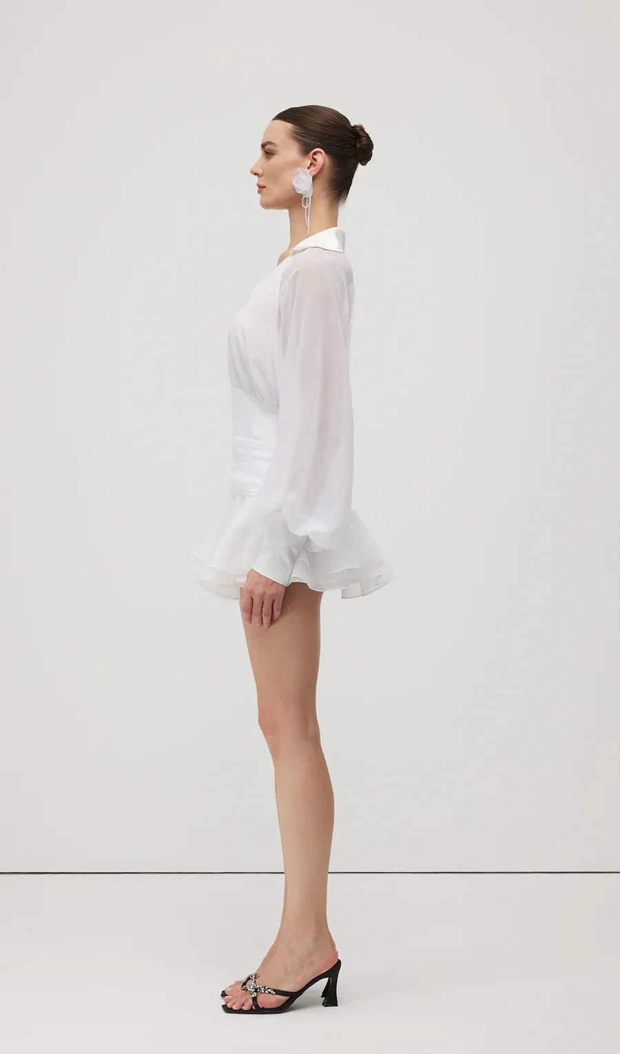 Plain Lantern Sleeve Mini Dress 