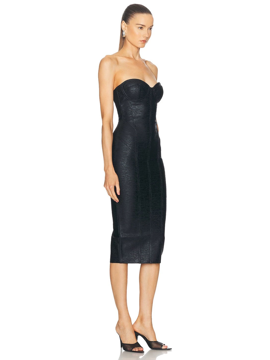 Viper Sculpt Strapless Midi Elbise