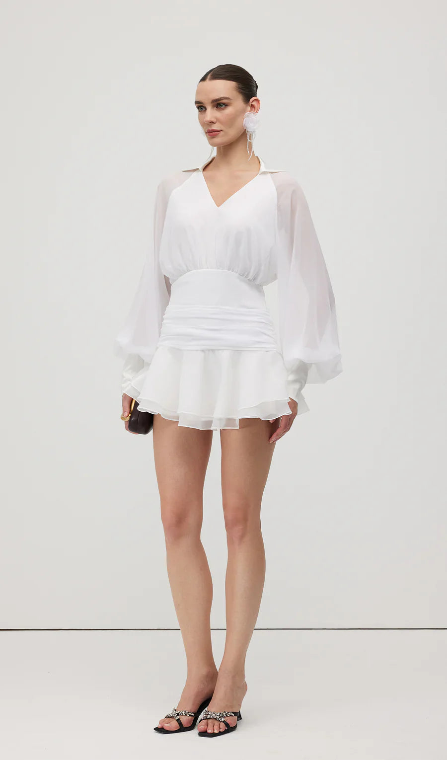 Plain Lantern Sleeve Mini Dress 