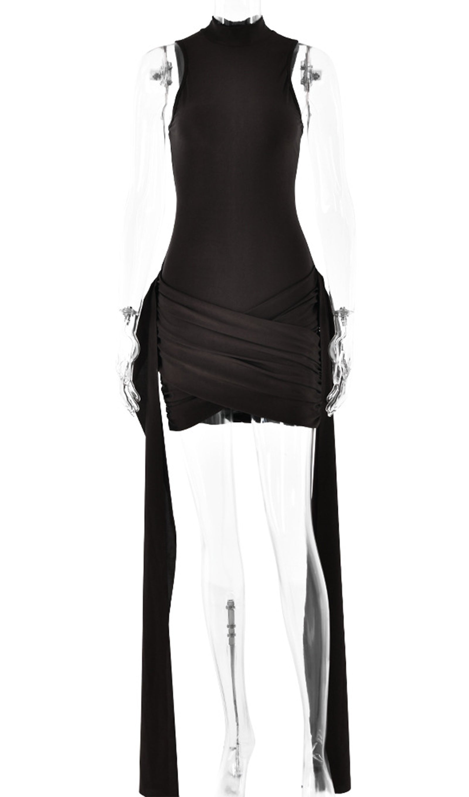 Einfarbiges, figurbetontes Minikleid 