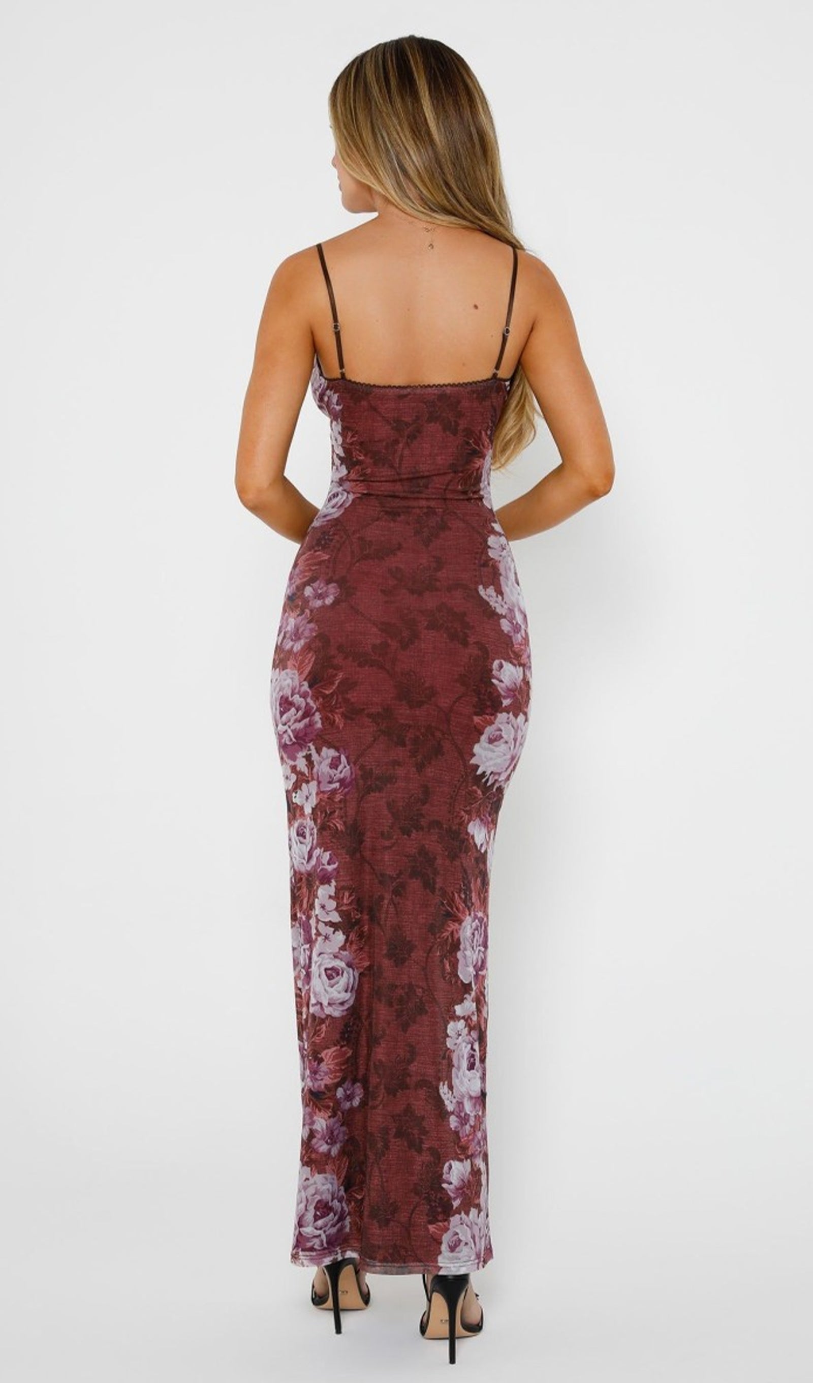 Floral Rose Striped Maxi Dress 