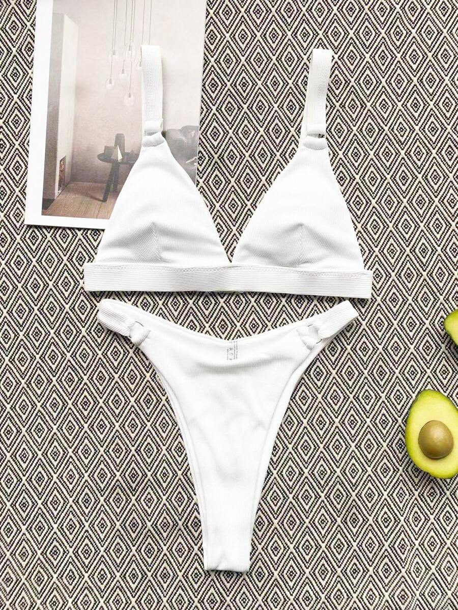 Halka Detaylı Sade Gündelik Bikini Takımı