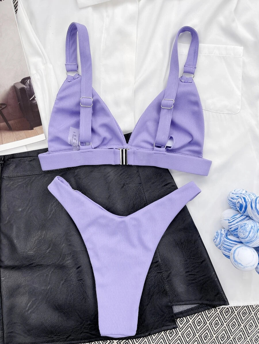 Halka Detaylı Sade Gündelik Bikini Takımı