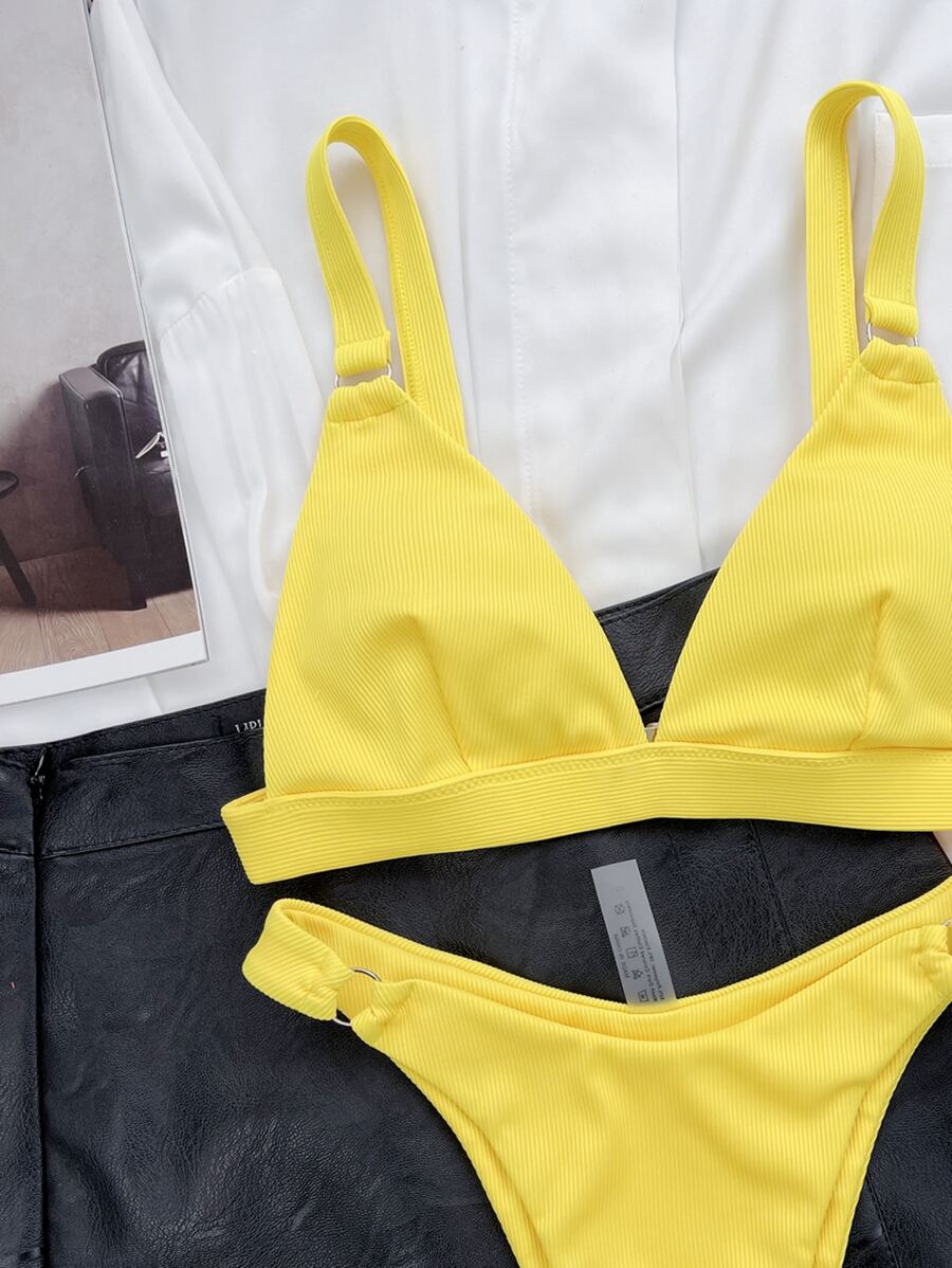 Halka Detaylı Sade Gündelik Bikini Takımı
