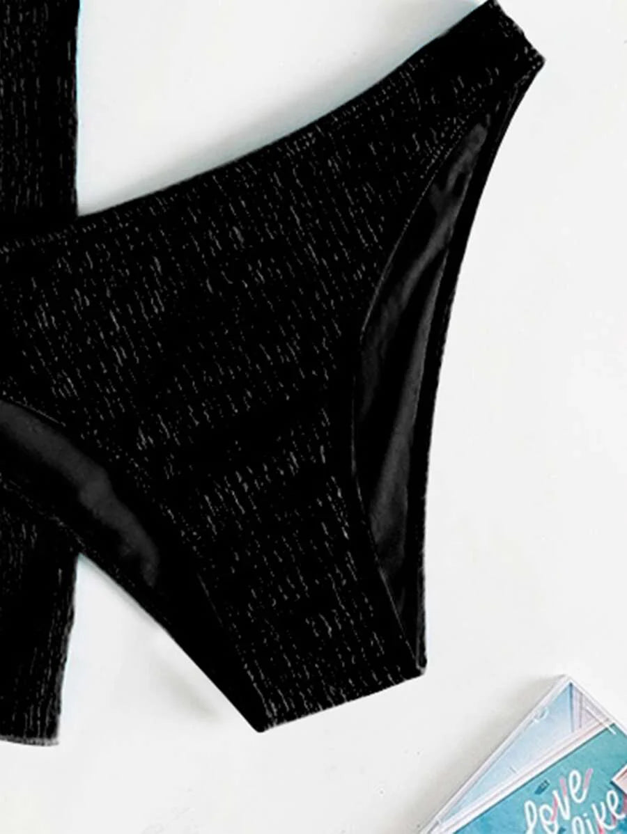 3 Parça Bikini Ve Düğümlü Mini Etek Takımı