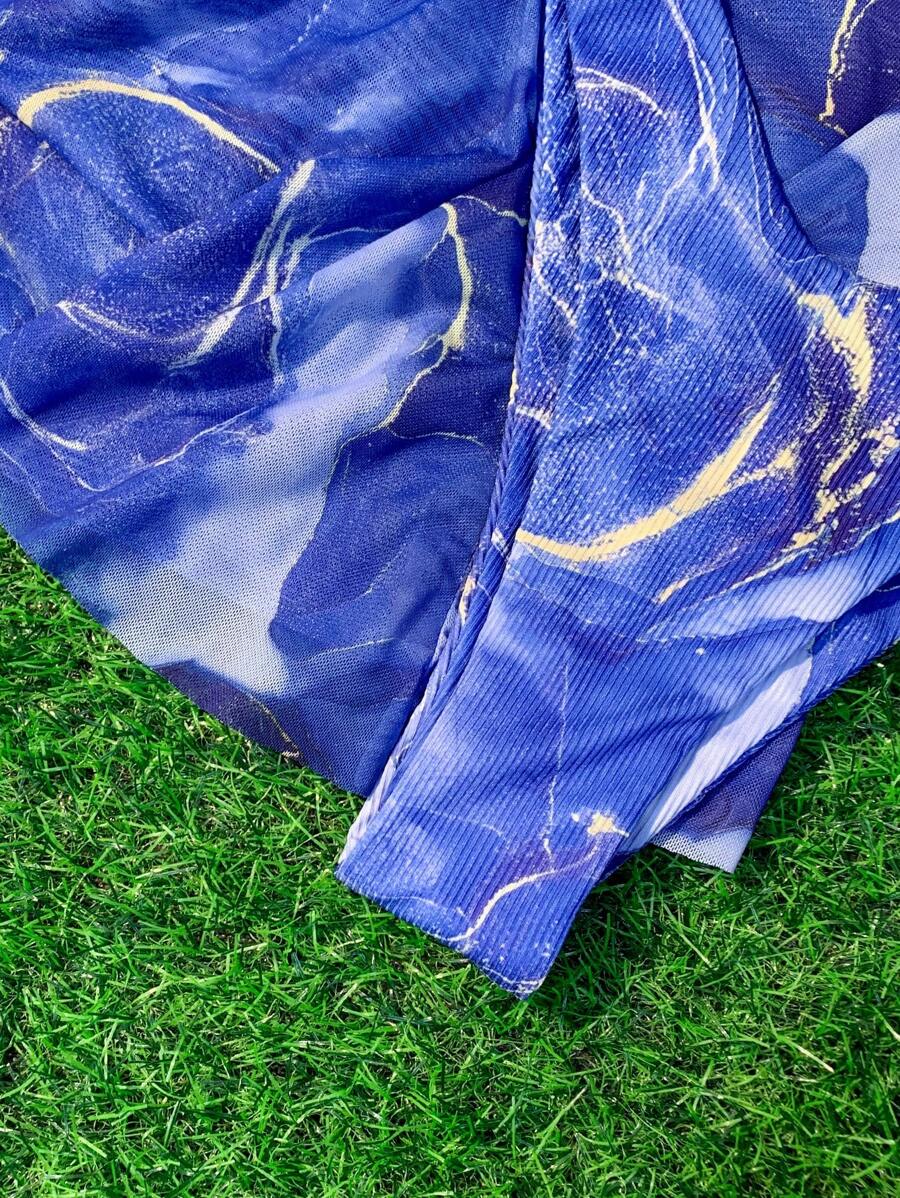 Mermer Desenli Düğümlü Bohem Bikini Takımı