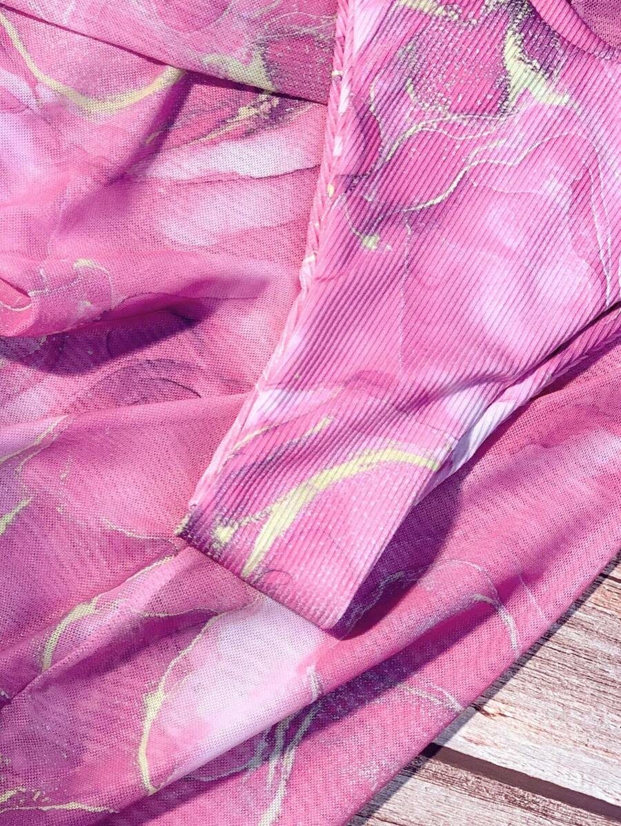 Mermer Desenli Düğümlü Bohem Bikini Takımı