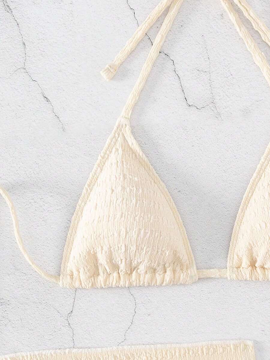 3 Parça Bikini Ve Düğümlü Mini Etek Takımı