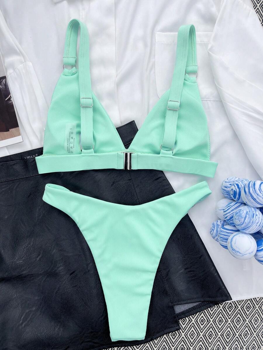 Halka Detaylı Sade Gündelik Bikini Takımı