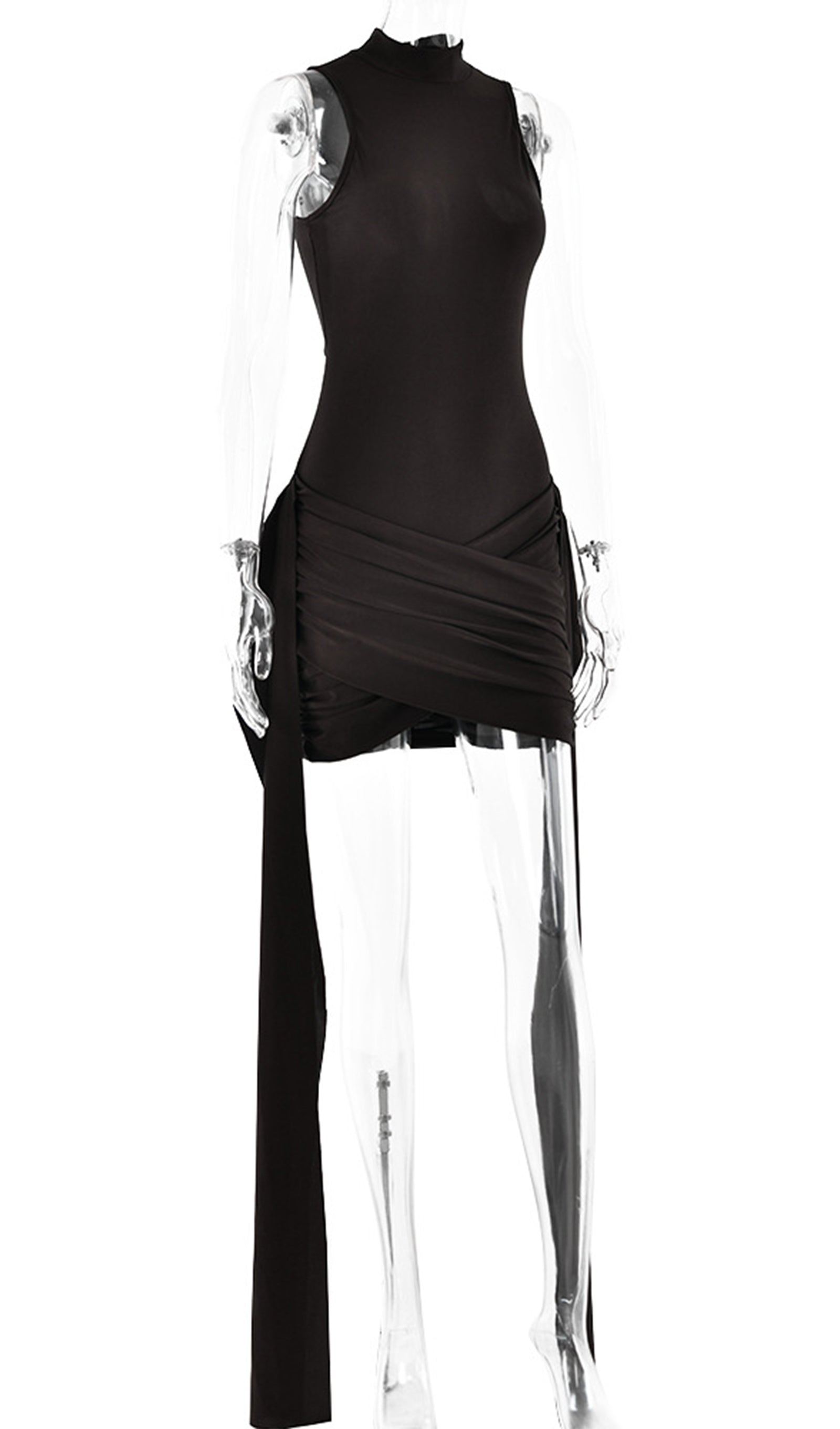 Einfarbiges, figurbetontes Minikleid 