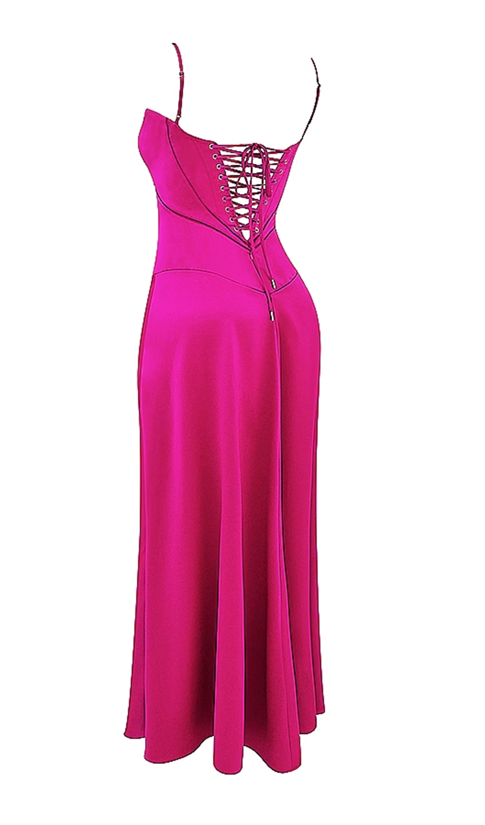 Maxikleid aus Satin und Spitze 