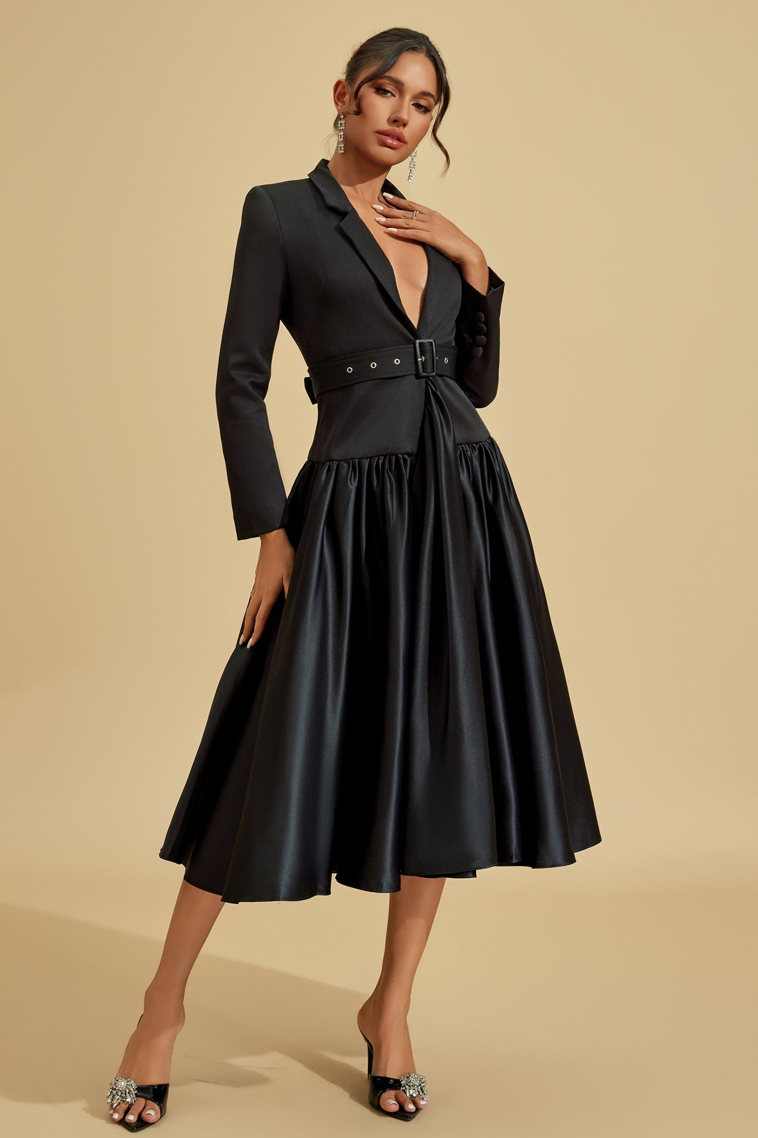 Noir Blazer Midi Elbise