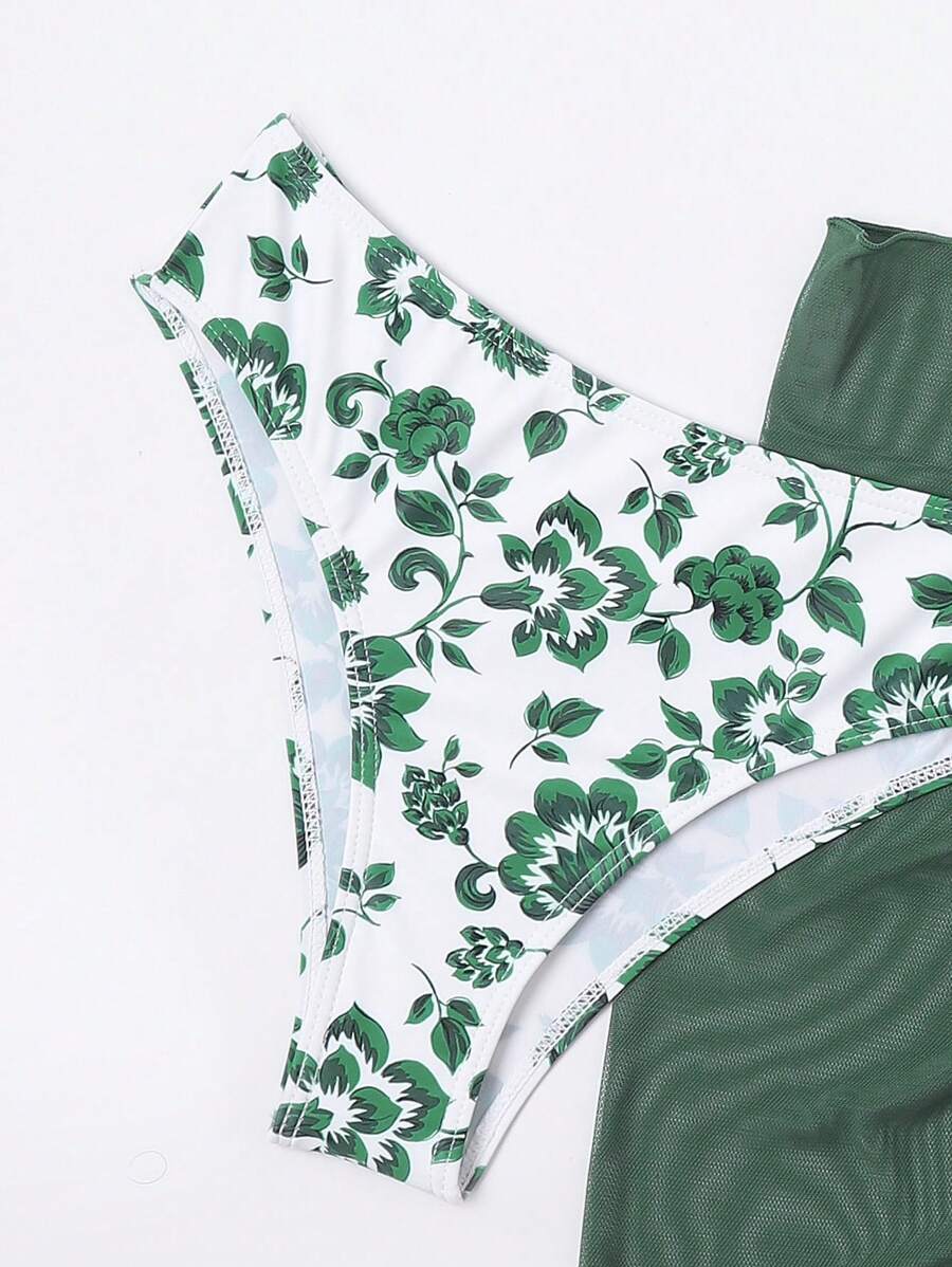 Düğüm Detaylı Çiçek Desenli Bikini Takımı