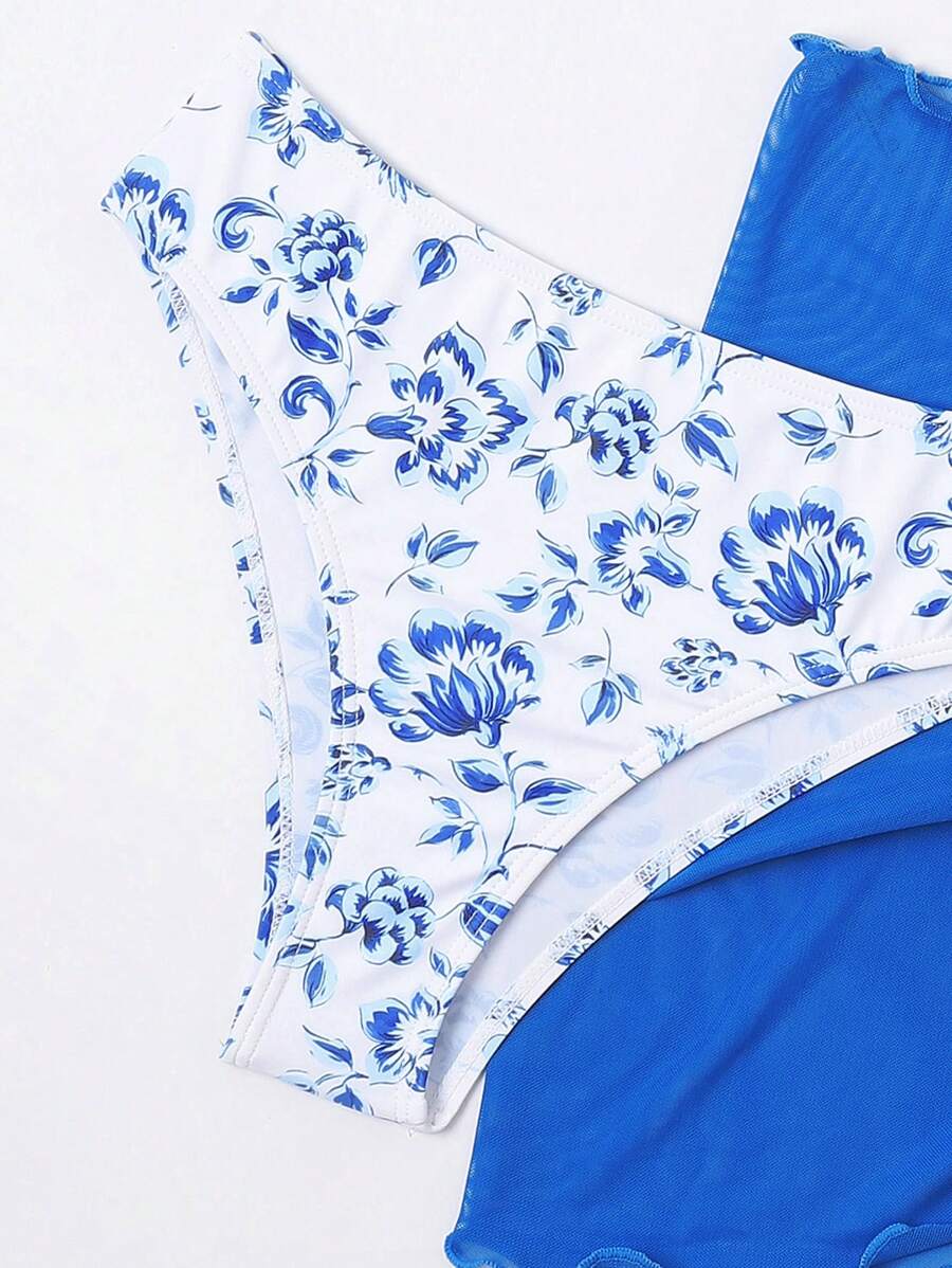 Düğüm Detaylı Çiçek Desenli Bikini Takımı