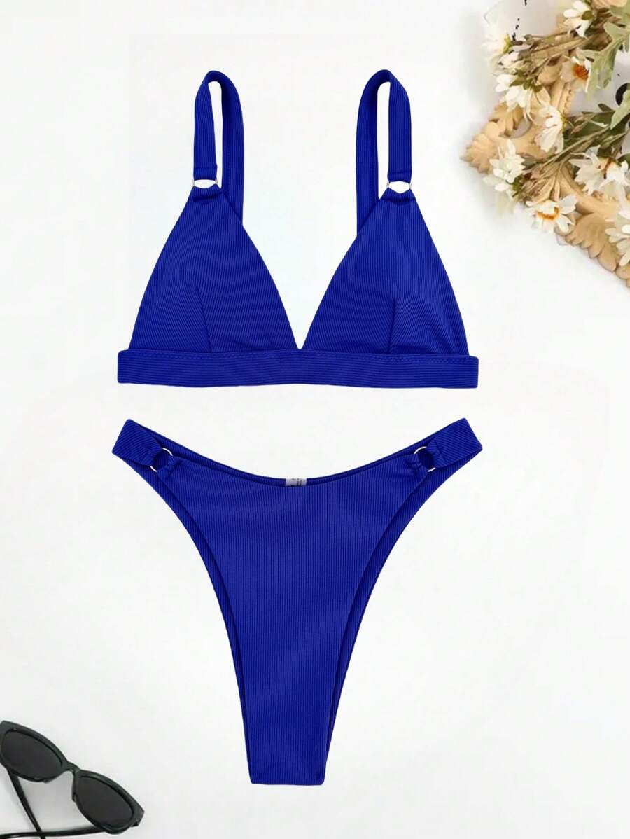 Halka Detaylı Sade Gündelik Bikini Takımı