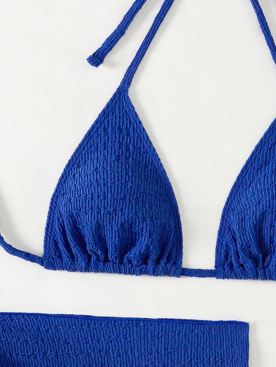 3 Parça Bikini Ve Düğümlü Mini Etek Takımı