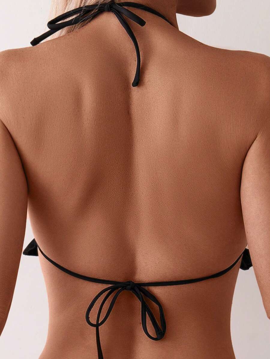 Fırfırlı Askılı Kırmızı Bikini Takımı