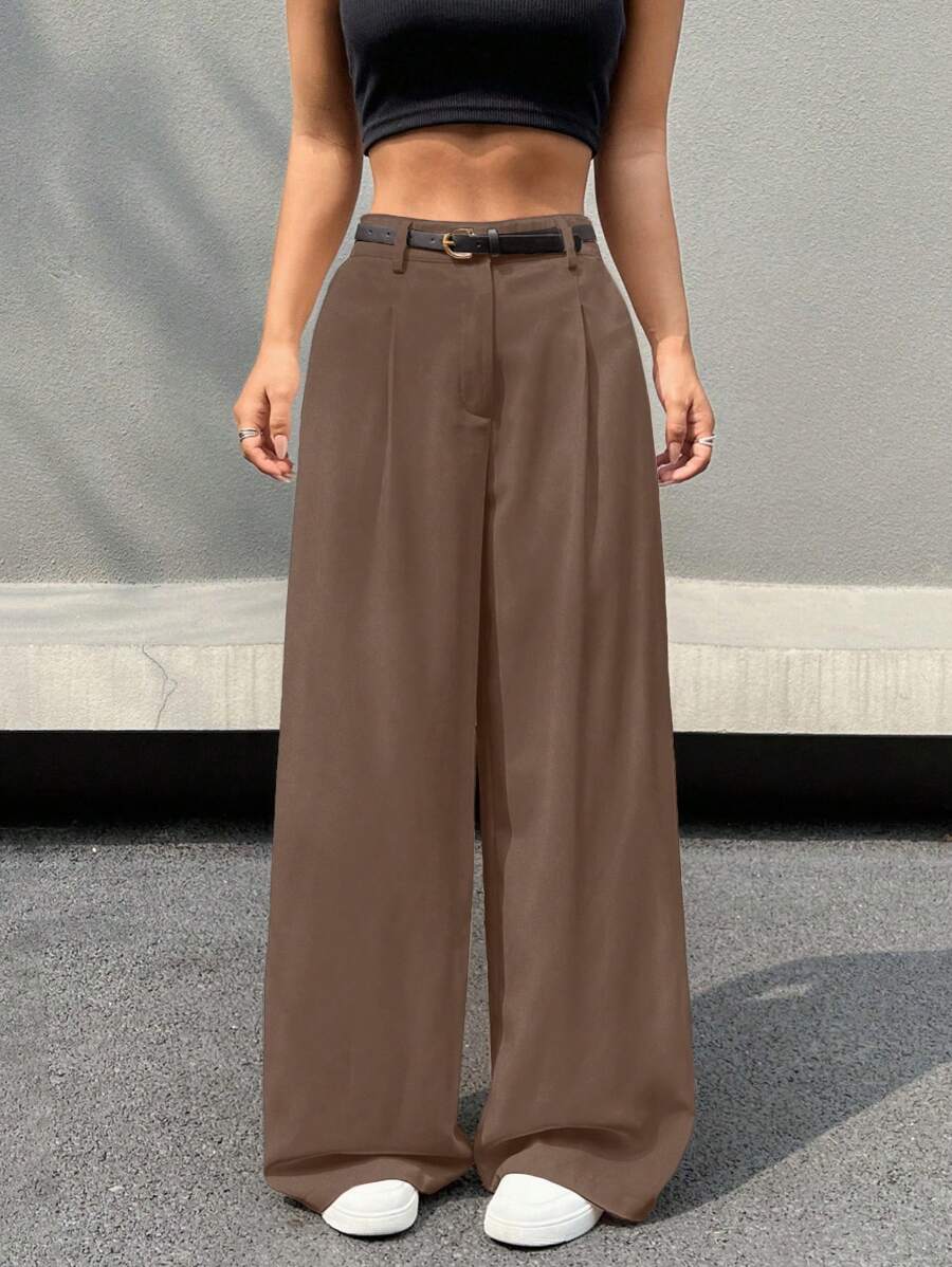 Kemerli Geniş Paça Günlük Pantolon