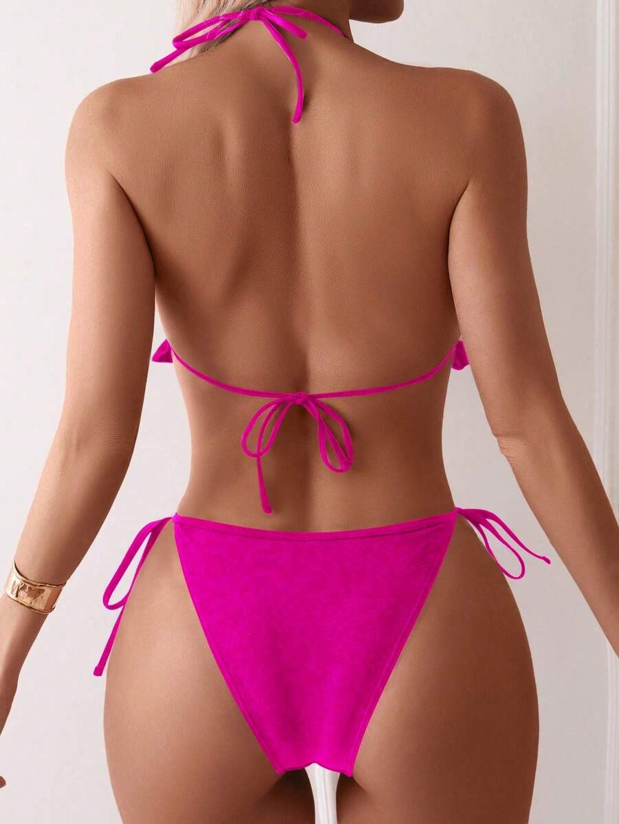 Fırfırlı Askılı Kırmızı Bikini Takımı