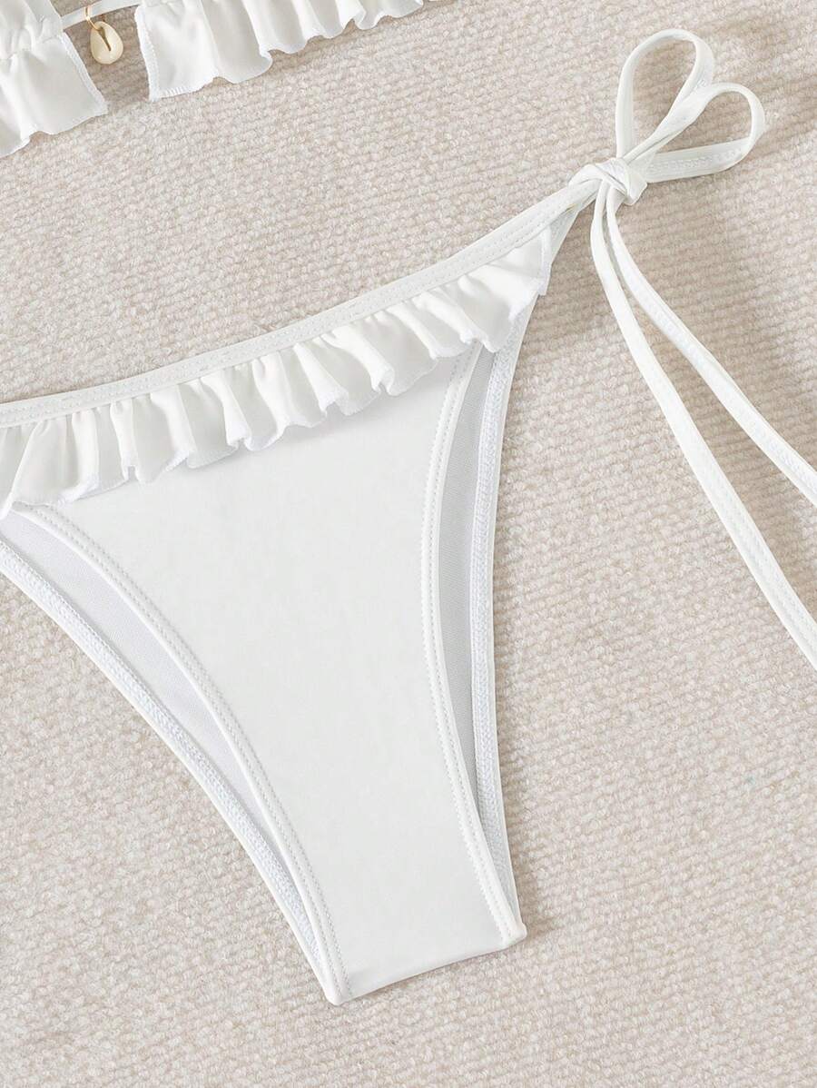 Fırfırlı Askılı Kırmızı Bikini Takımı