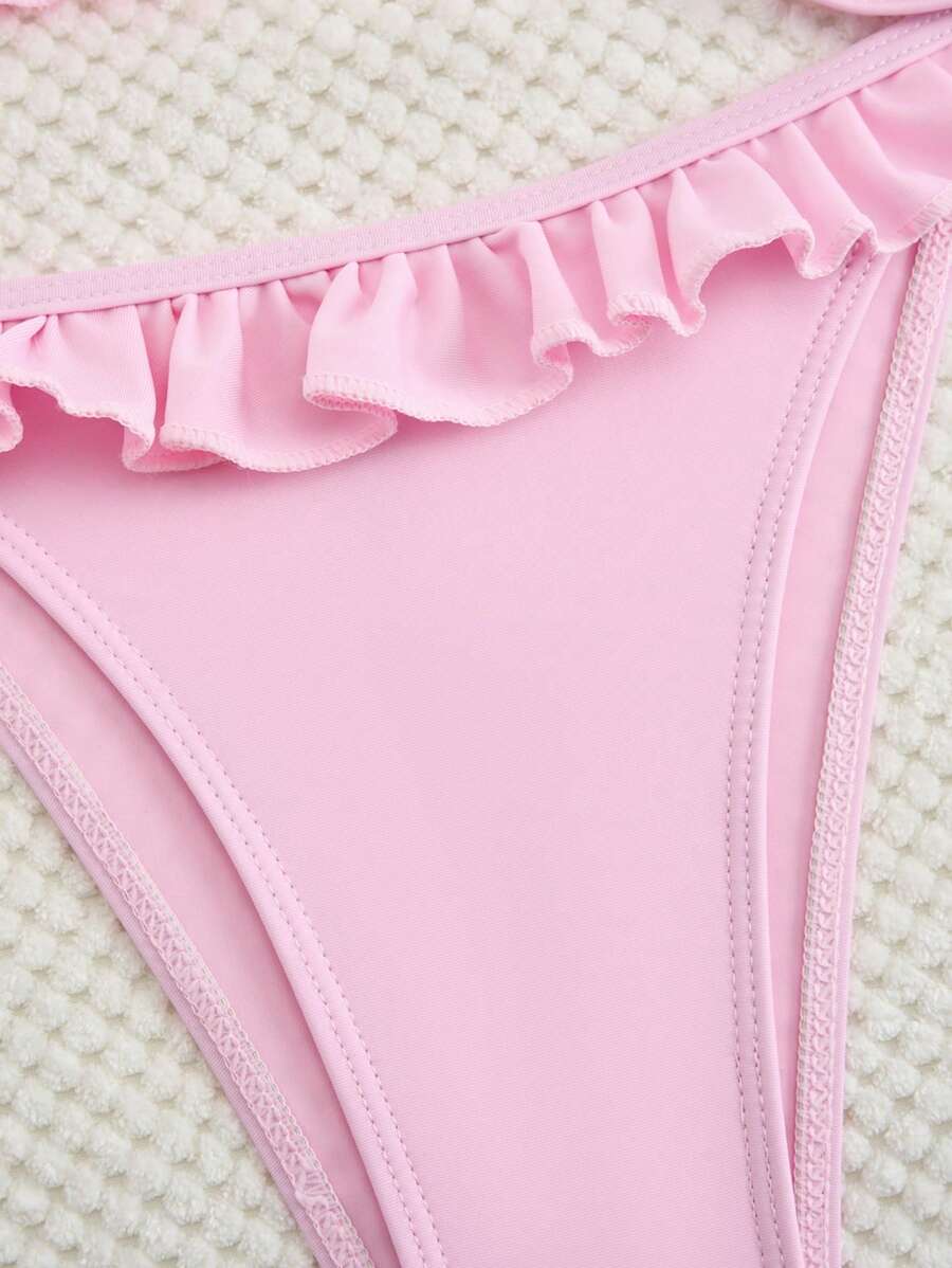 Fırfırlı Askılı Kırmızı Bikini Takımı