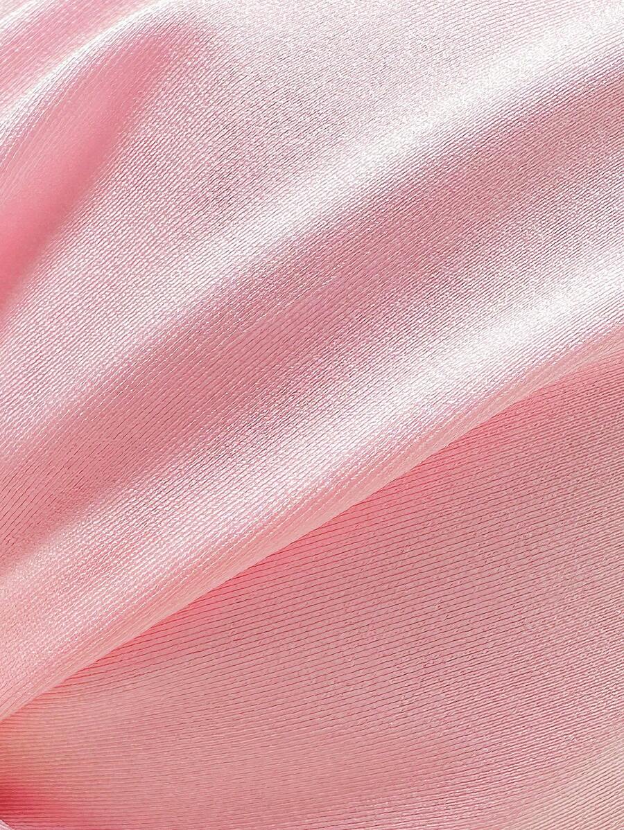 Pembe Straplez Bağcıklı Metal Detaylı Bikini Takımı