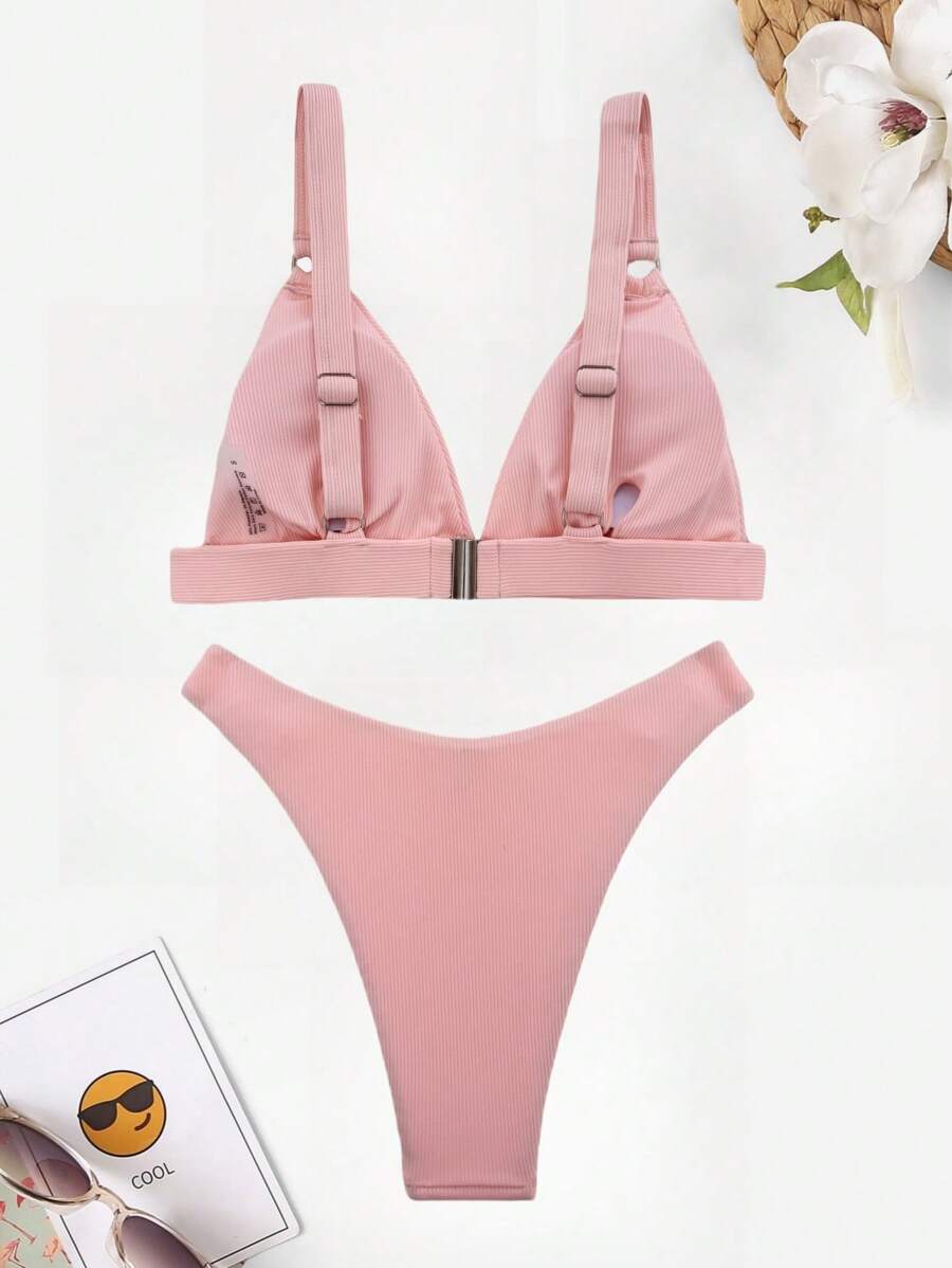 Halka Detaylı Sade Gündelik Bikini Takımı