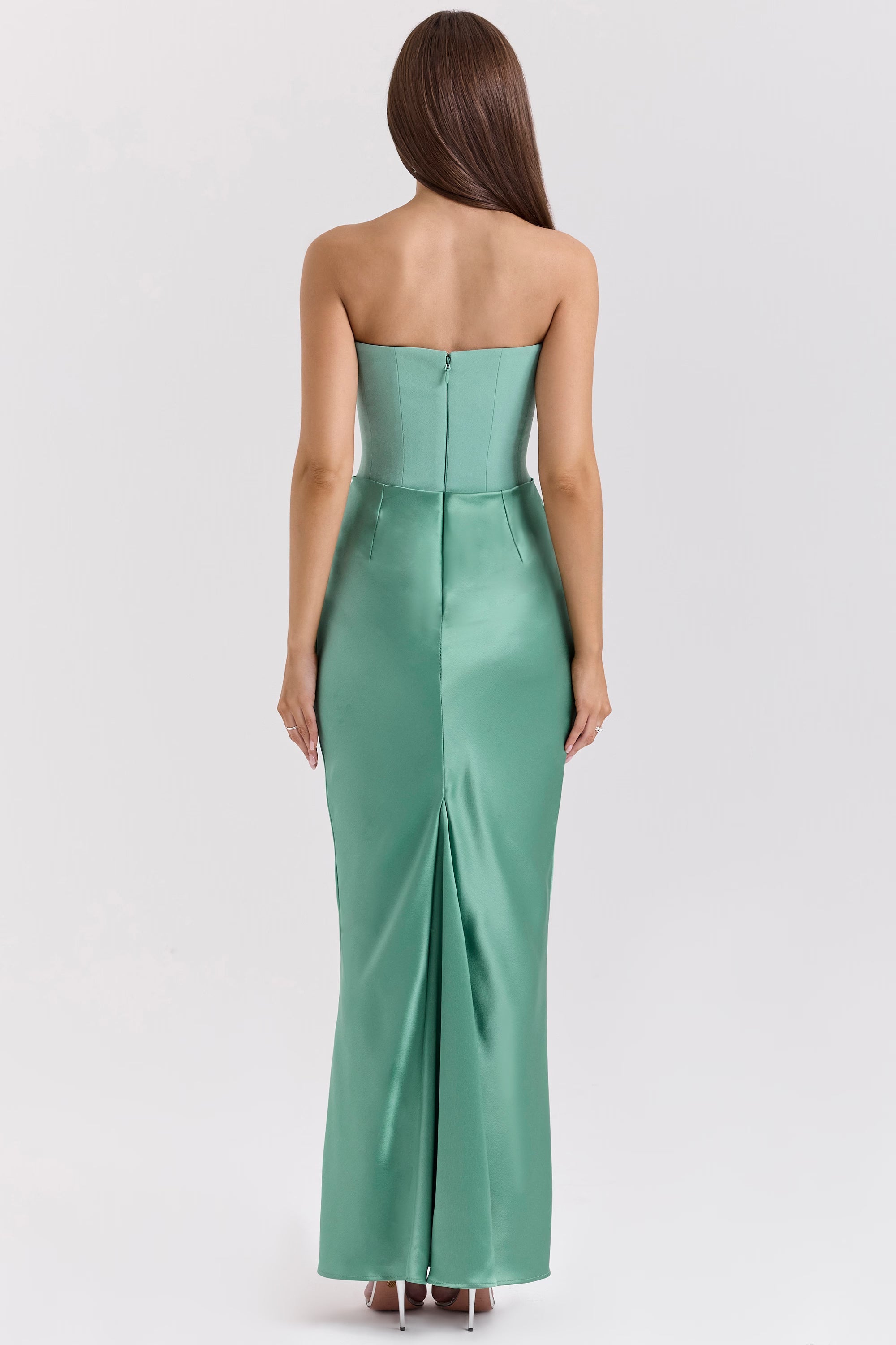 Yeşim Straplez Korse Maxi Elbise