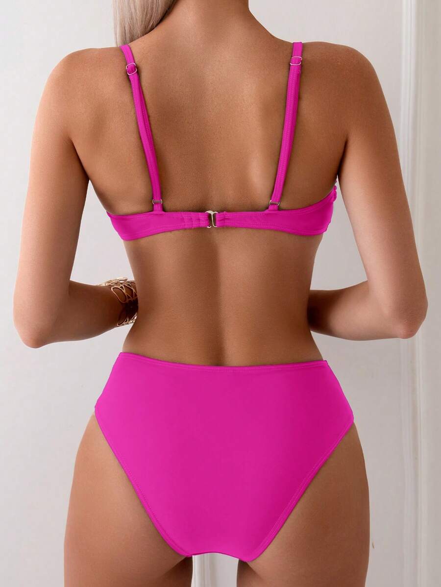 Halka Dantelli Sade Bikini Takımı