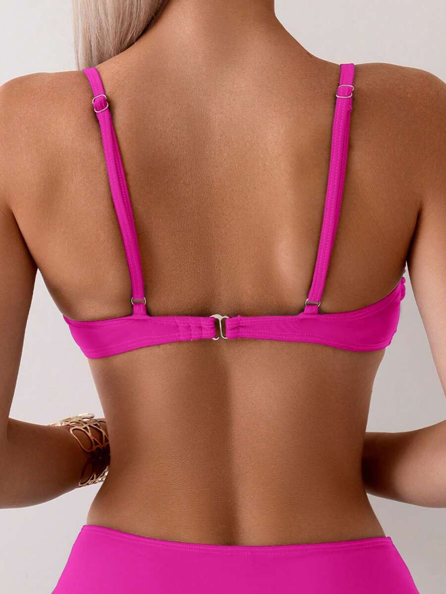 Halka Dantelli Sade Bikini Takımı