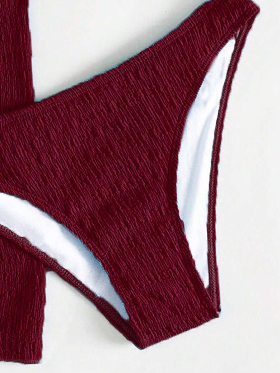 3 Parça Bikini Ve Düğümlü Mini Etek Takımı
