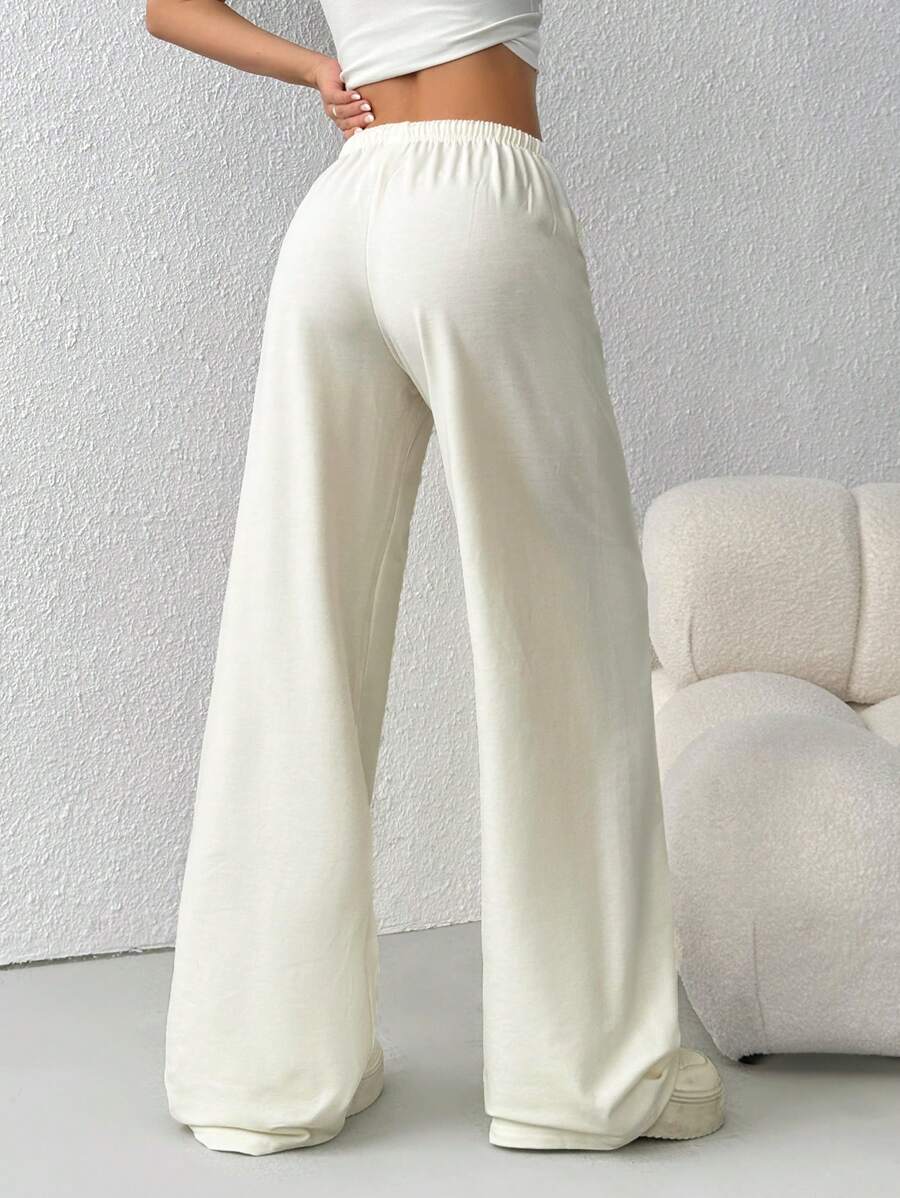 Düz Renk Bağcıklı Bel Düz Paça Jogger Pantolon